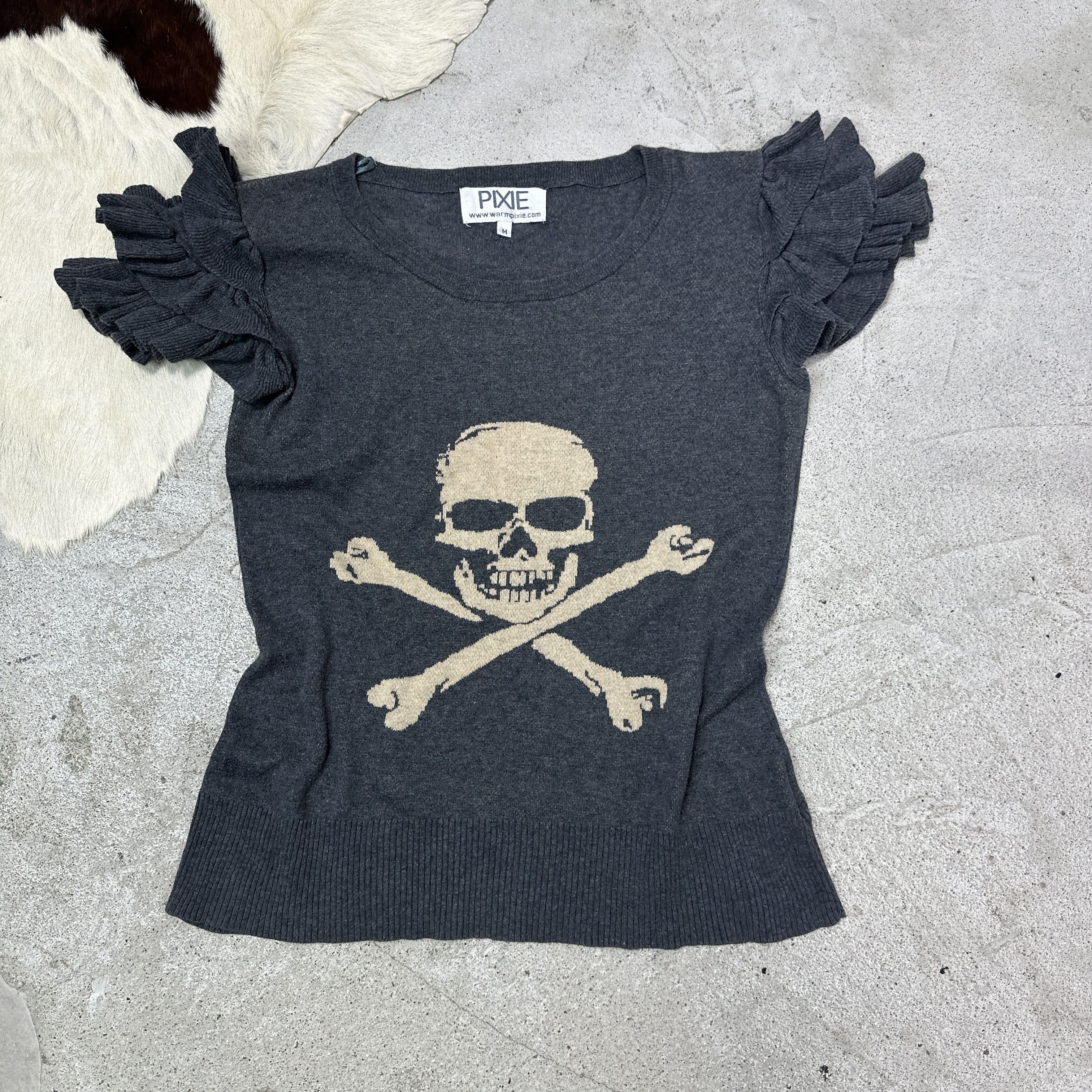 Vintage Vintage Grunge Opium Skull Printed Ruffles Top Y2K Size M / US 6-8 / IT 42-44 - 2 Thumbnail