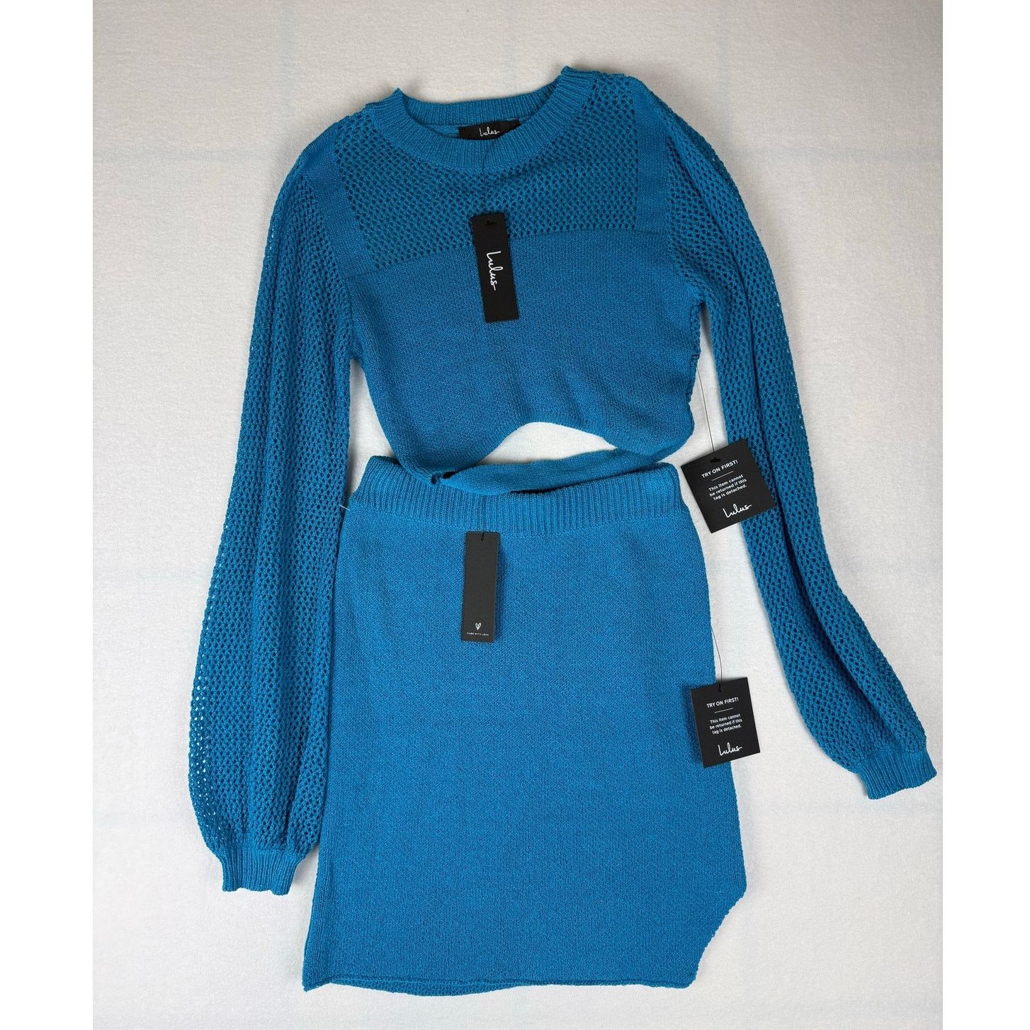 Lulus Lulus Double the Delight Blue Knit Two-Piece Mini Dress XS Size XS / US 0-2 / IT 36-38 - 3 Thumbnail