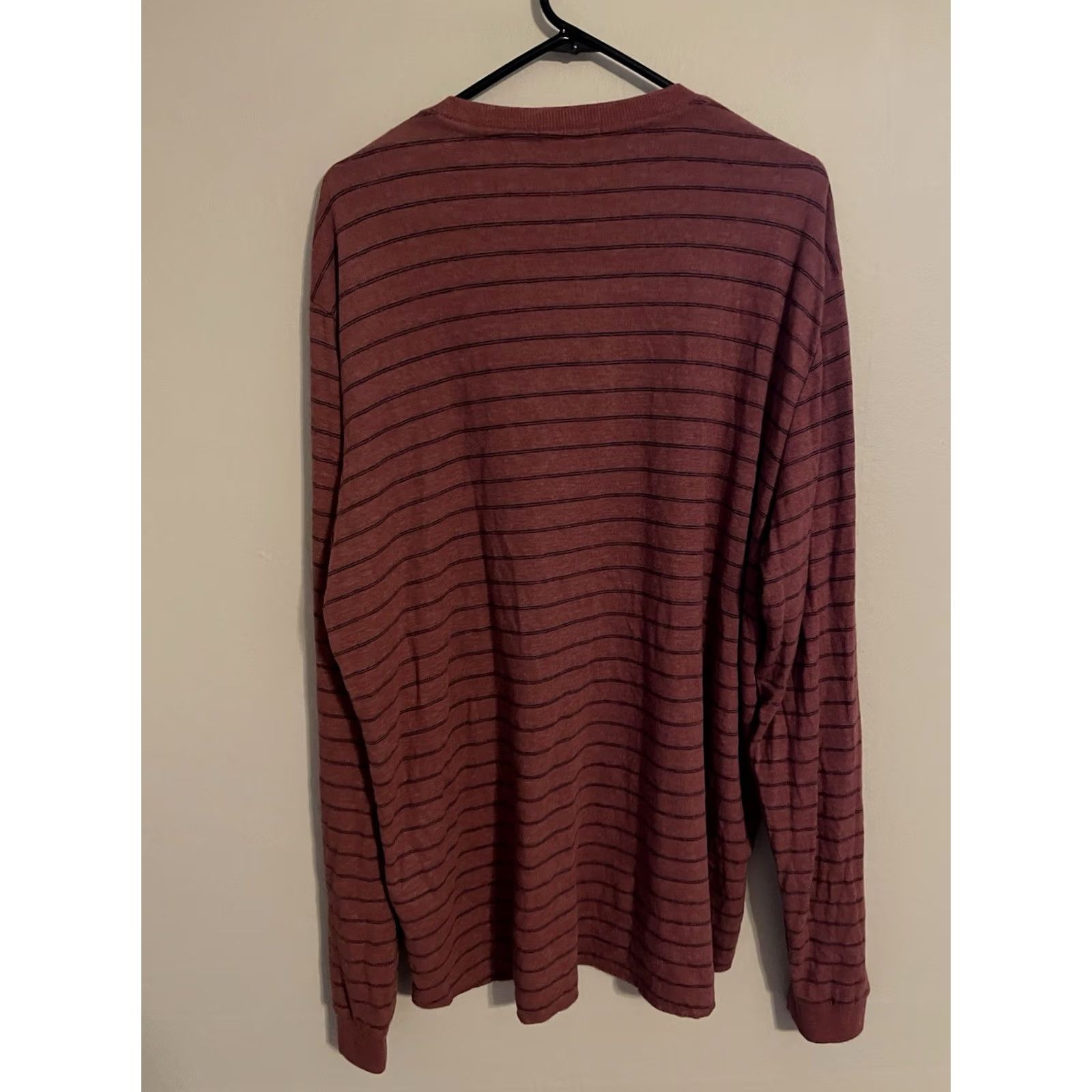 Marine Layer Marine Layer Henley Shirt Double Knit Red Striped Long Sleeve Mens 2XL XXL Size US XXL / EU 58 / 5 - 3 Thumbnail