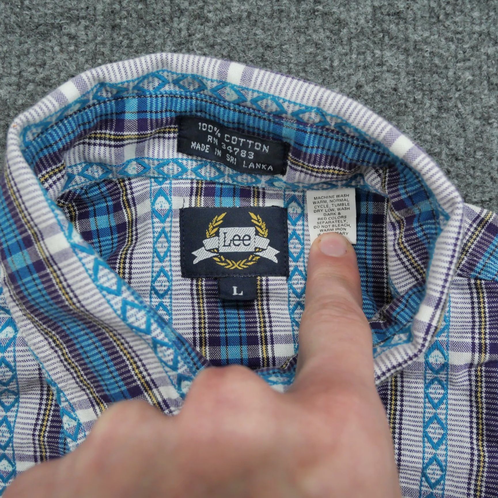 Lee VINTAGE Lee Shirt Womens Large Blue Purple Striped Aztec Button Up 80s Size L / US 10 / IT 46 - 5 Thumbnail