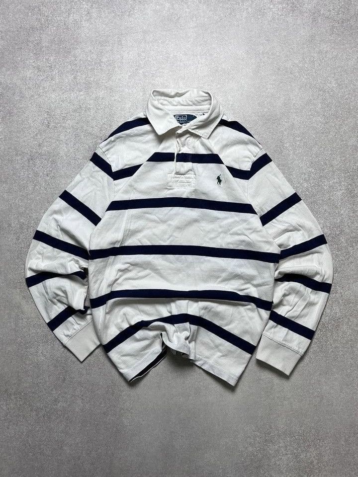 Polo Ralph Lauren × Vintage Vintage Polo Ralph Lauren Striped Rugby Shirt XL Size US XL / EU 56 / 4 - 1 Thumbnail