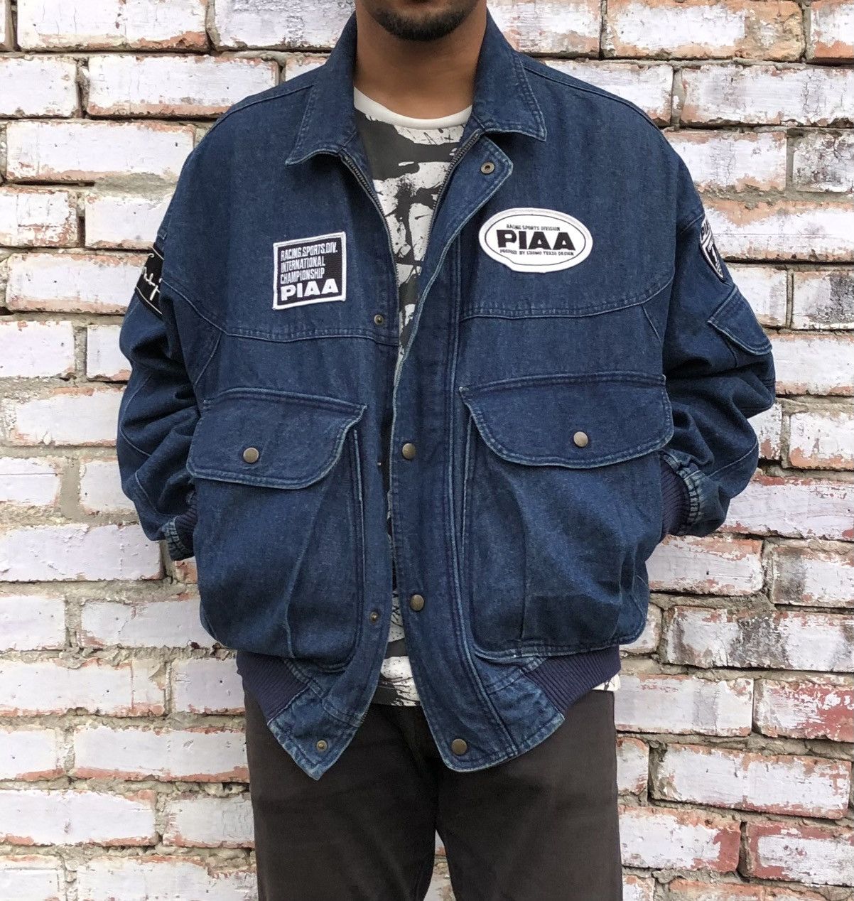 Sports Specialties Vintage PIAA RACING F-1 Denim Logo Jacket with Patch Size US XL / EU 56 / 4 - 2 Thumbnail