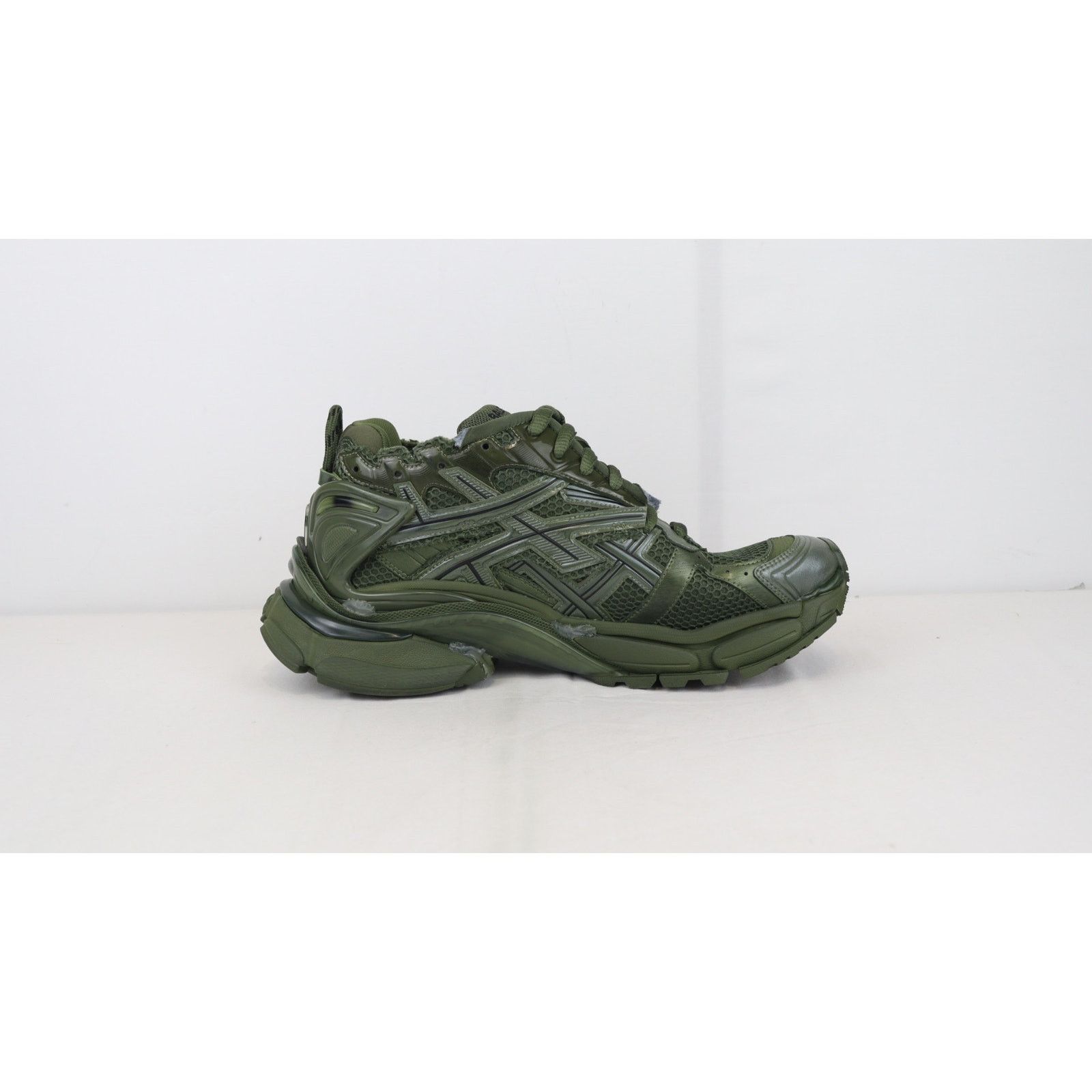 Balenciaga o1rshd1 Mesh Rubber Runner Sneakers in Kaki Size US 13 / EU 46 - 4 Thumbnail