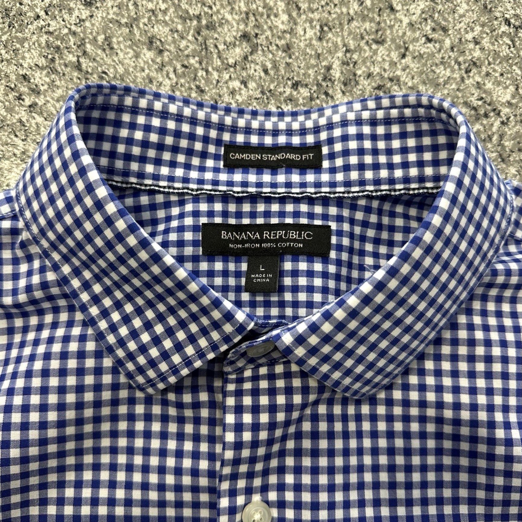 Banana Republic Banana Republic Button-Up Shirt Mens L Camden Regular Fit Non-Iron Gingham Blue Cotton Size US L / EU 52-54 / 3 - 2 Thumbnail