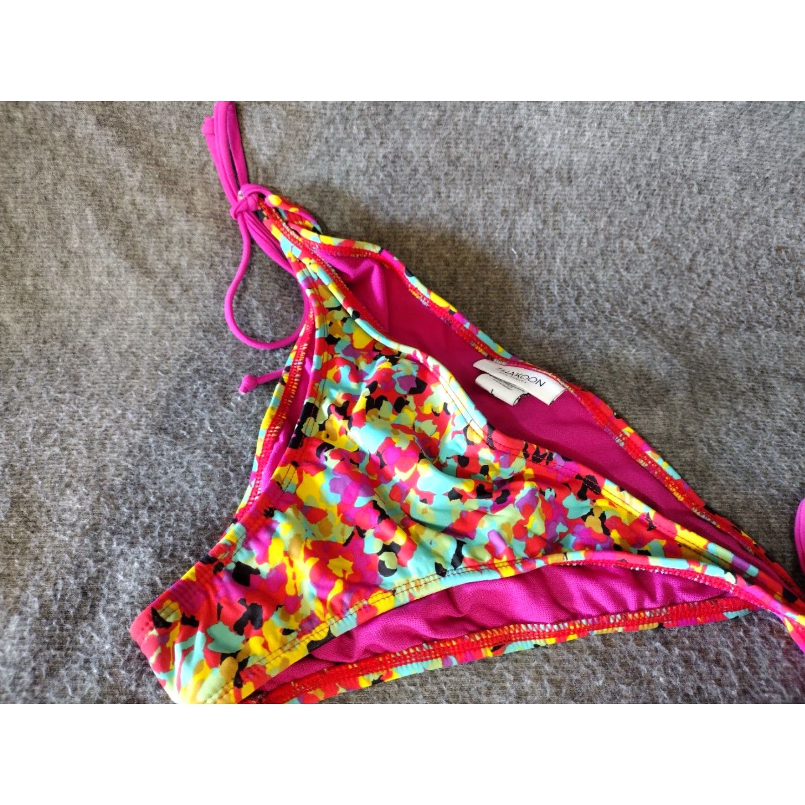 THAKOON Thakoon Women Bikini Bottoms Floral Watercolor Pink String Swimsuit L Blackout? Size 36" / US 14 / IT 50 - 4 Thumbnail