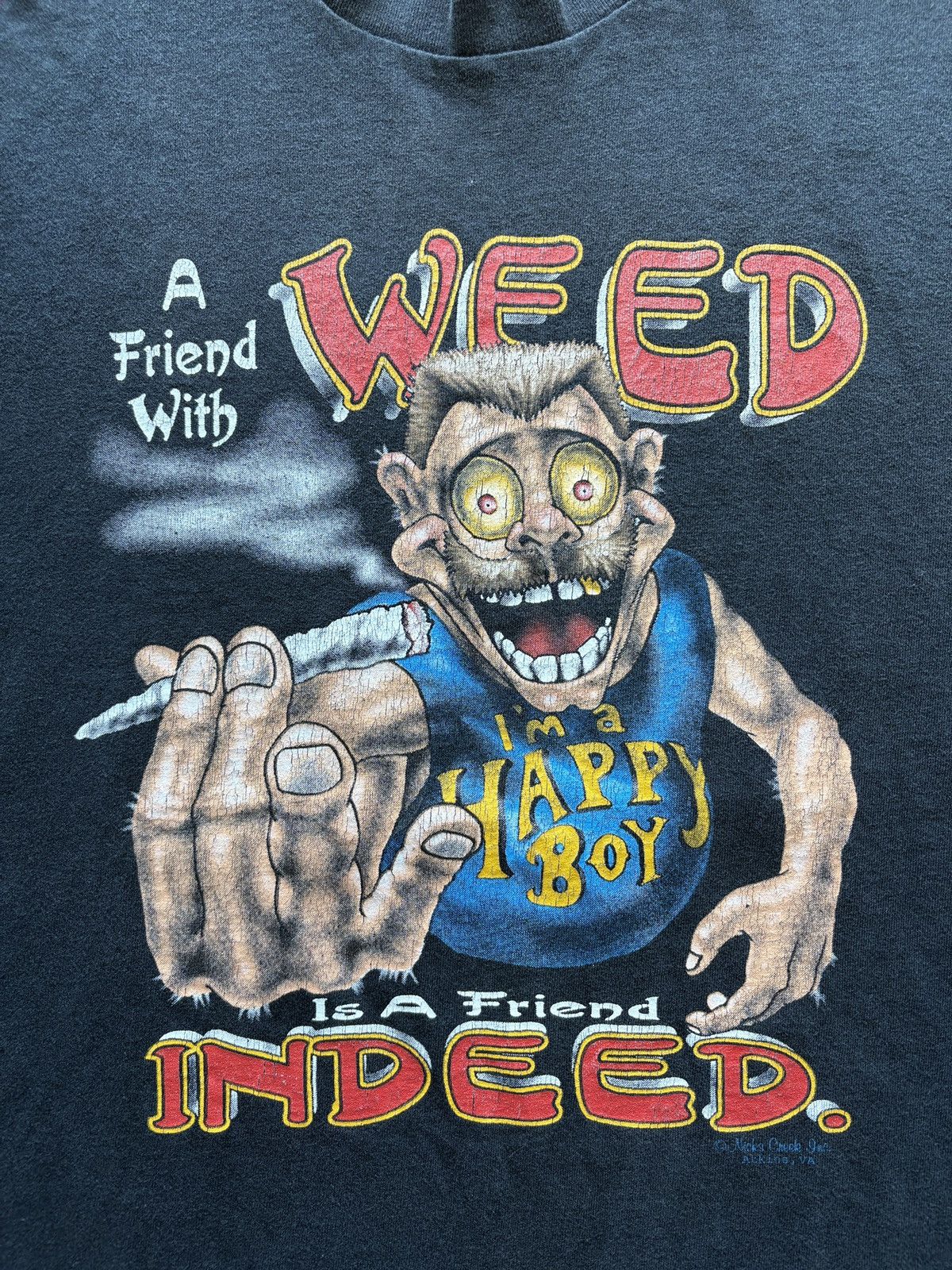 Vintage Vintage 90s A Friend With Weed Graphic Tee Size US XL / EU 56 / 4 - 2 Thumbnail