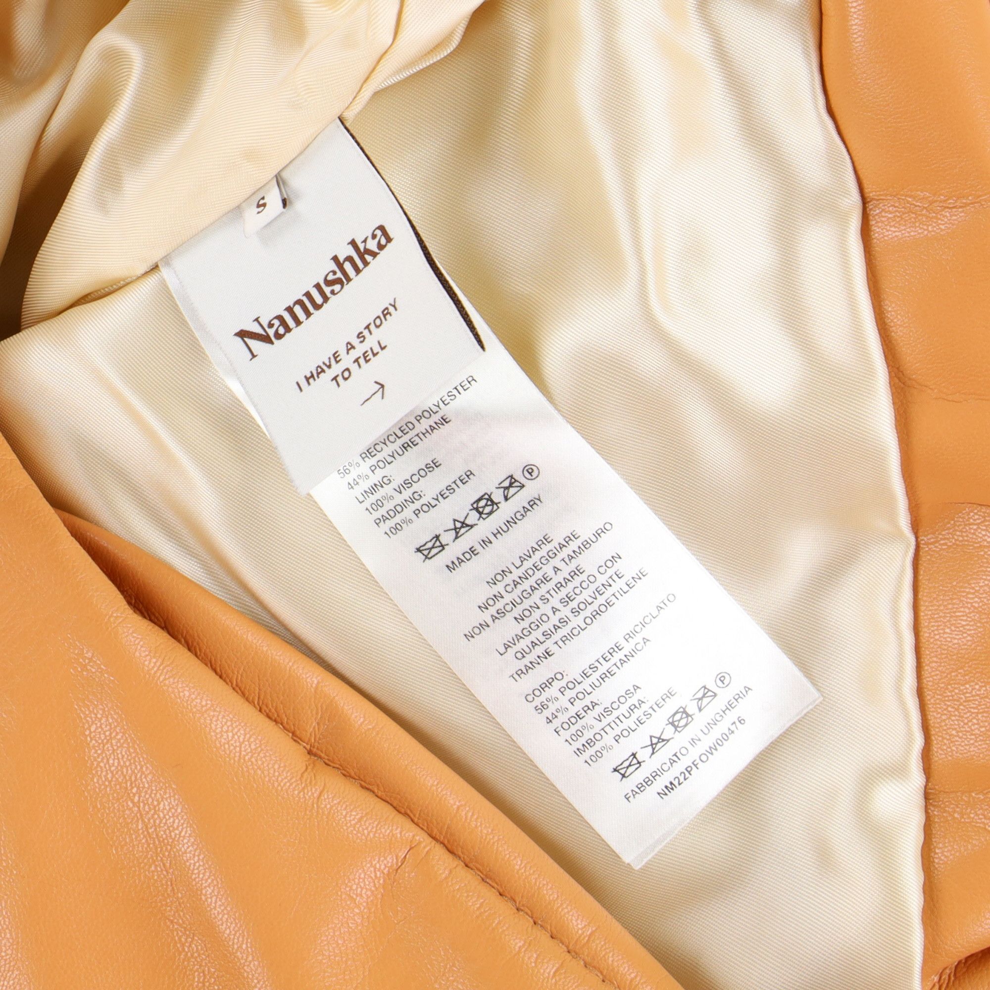 Nanushka Tan Vegan Leather Hooded Puffer Jacket Size US S / EU 44-46 / 1 - 6 Thumbnail