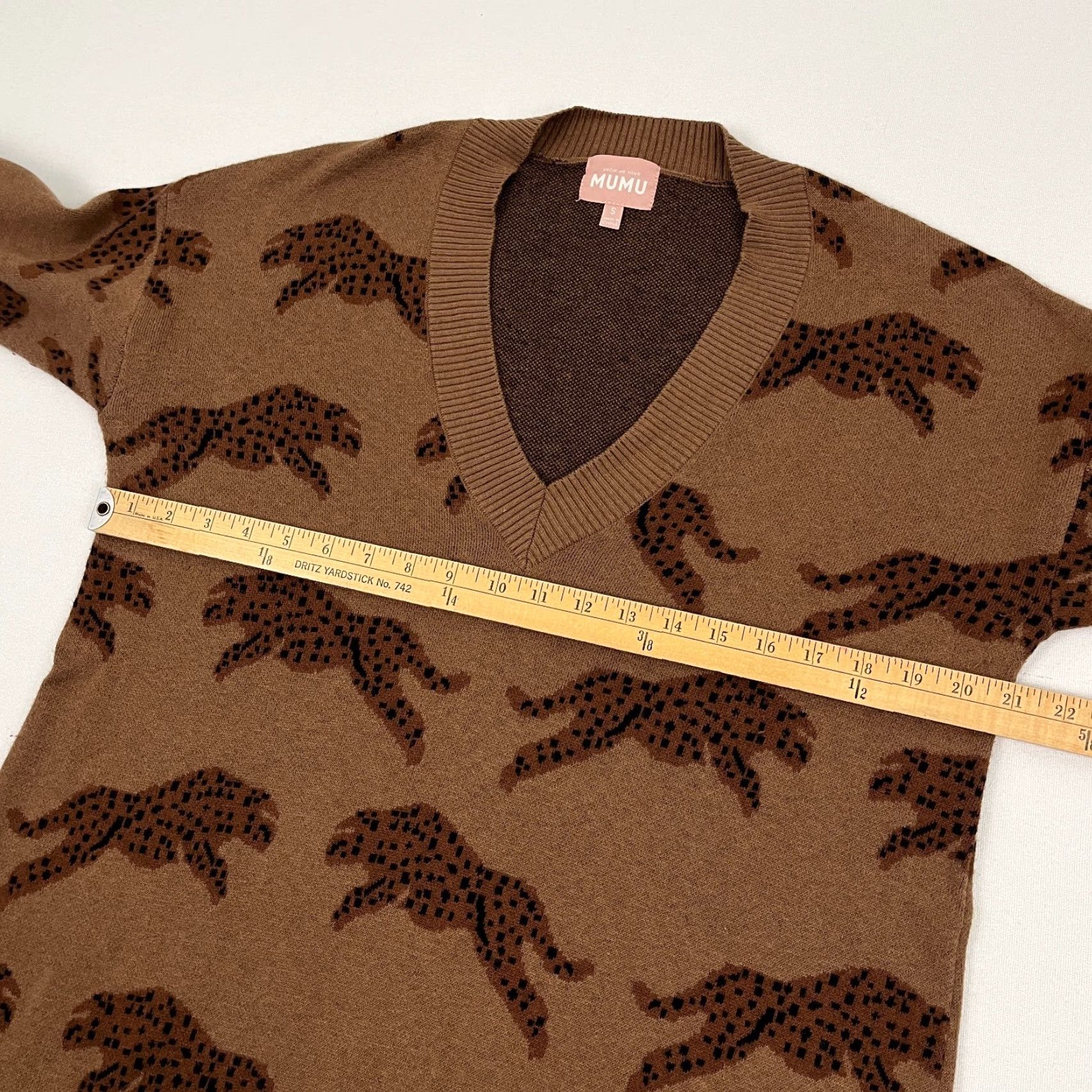 Vintage Mumu Gilligan Sweater Womens S Brown Jumping Cheetah Knit Jumper Size S / US 4 / IT 40 - 5 Thumbnail