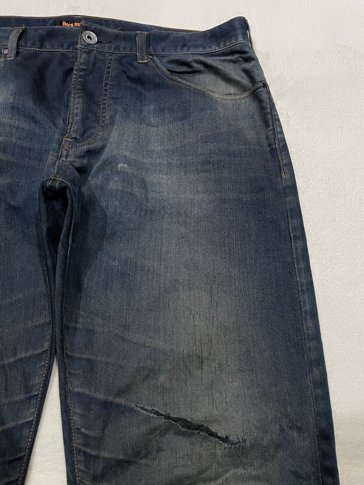 Japanese Brand Vintage BackNumber Distressed Faded Dark Blue Jeans Size US 37 - 4 Thumbnail