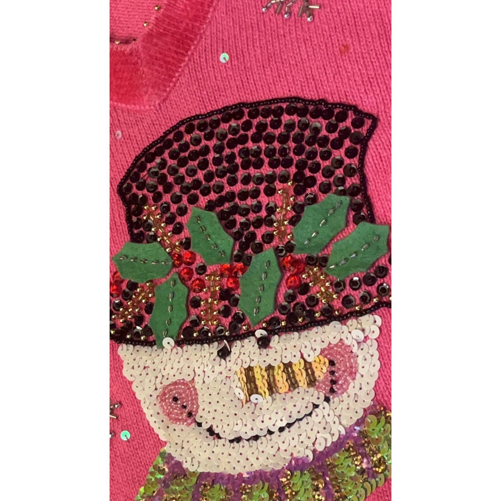 Other Vintage Quacker Factory Pink Snowman V-Neck Sweater - 1X Size XL / US 12-14 / IT 48-50 - 6 Thumbnail
