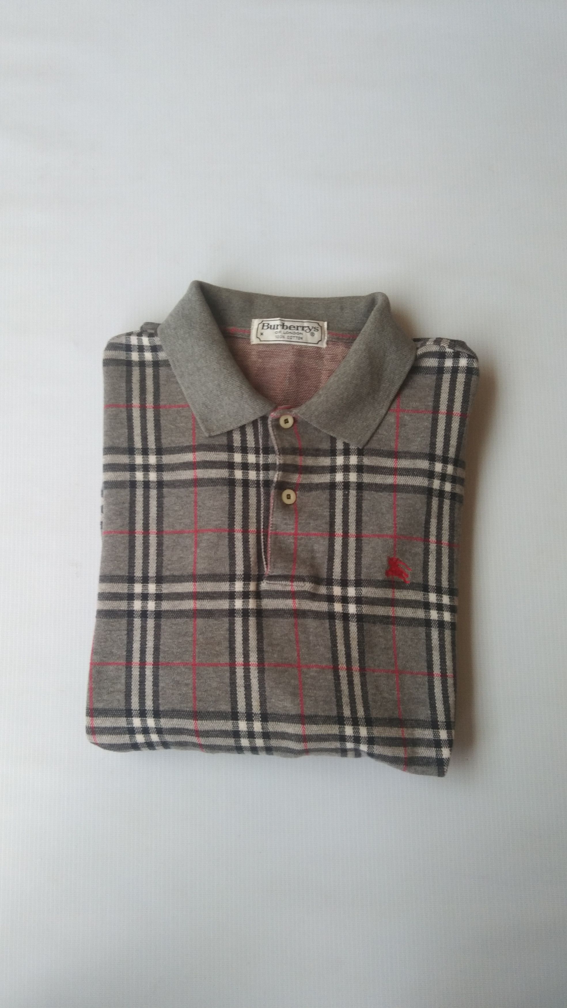 Burberry × Vintage Vtg Burberrys nova check grey long poloshirr Size US M / EU 48-50 / 2 - 9 Thumbnail