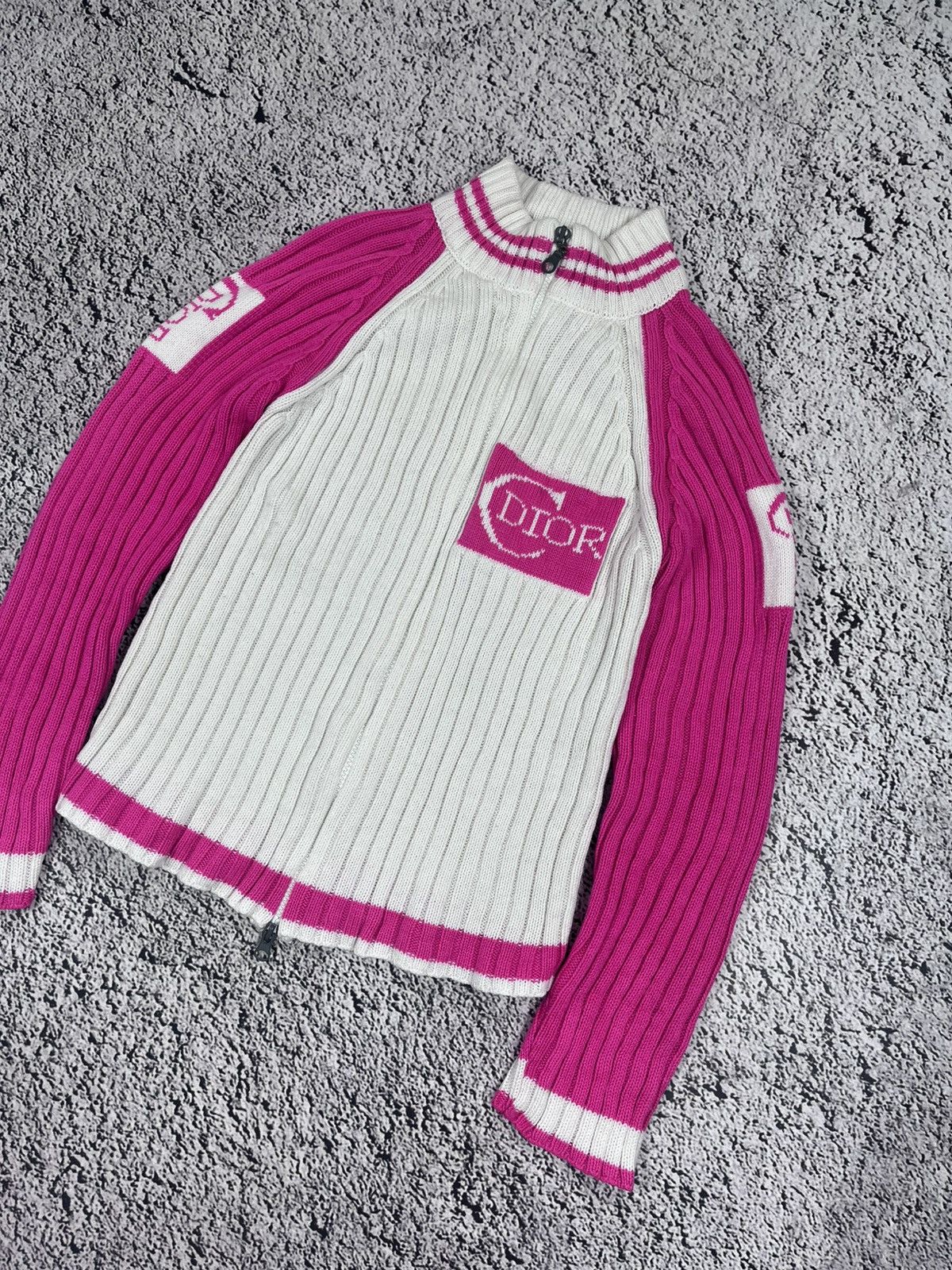 Japanese Brand Vintage Y2K Logo Knit Cable Zip Up Japanese Sweater Size M / US 6-8 / IT 42-44 - 3 Thumbnail