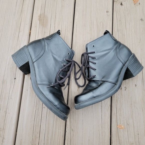 Vintage Vintage 90s y2k Bratz Black Faux Leather Chunky Heel Boots Size US 8 / IT 38 - 2 Thumbnail