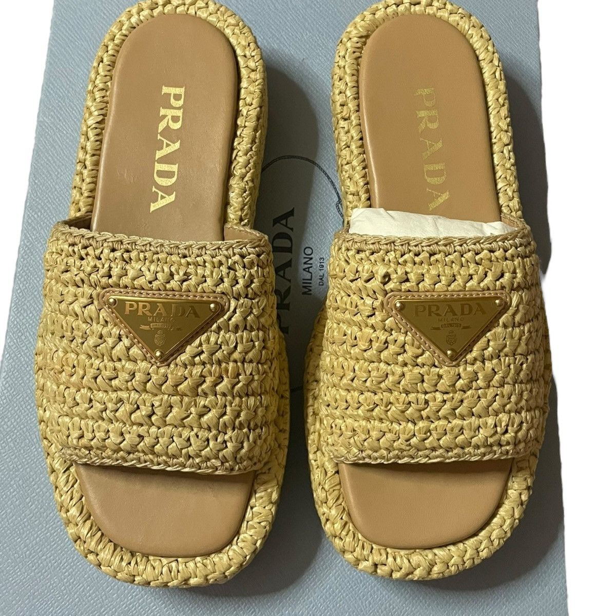 Prada Prada crochet platform sandals in raffia, size 36 Size US 6 / IT 36 - 4 Thumbnail
