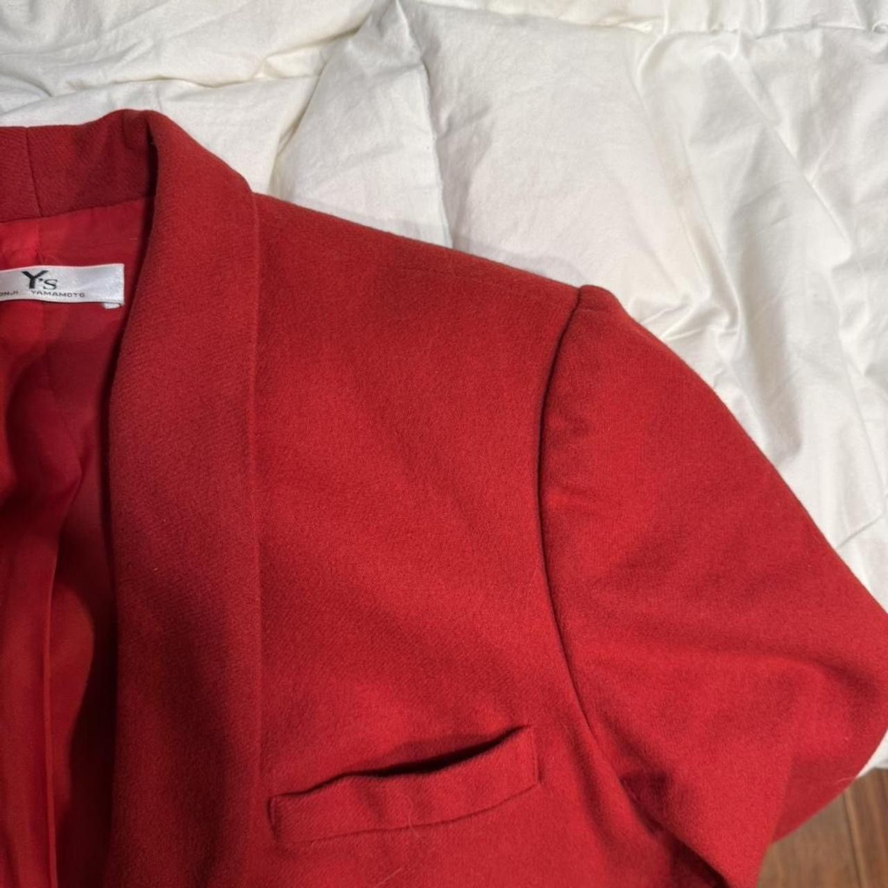 Yohji Yamamoto Vintage 80s Y's Yohji Yamamoto Red Wool Cropped Blazer Size 38R - 5 Thumbnail