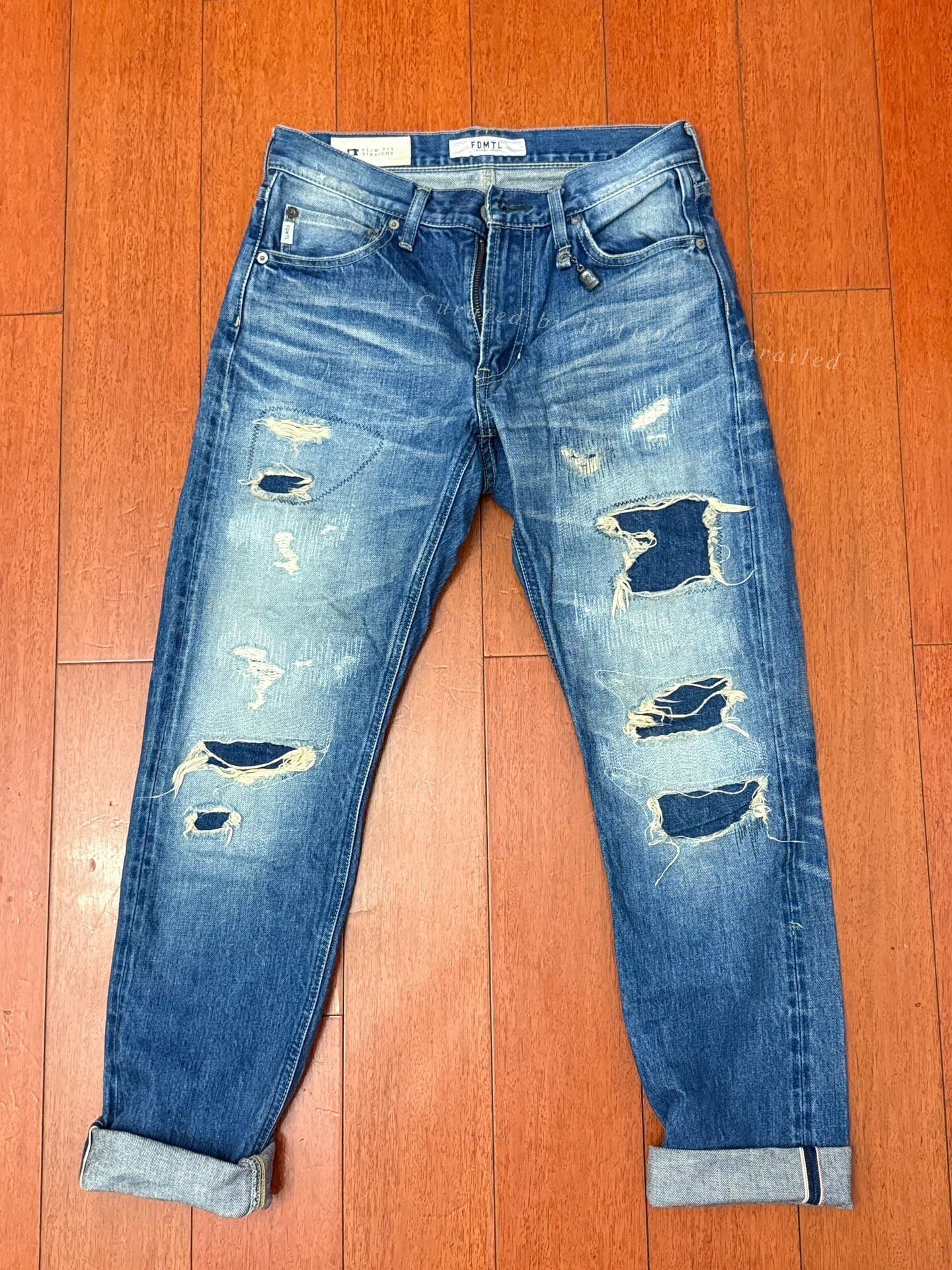 FDMTL FDMTL Slim Distressed Selvedge Jeans Size US 28 / EU 44 - 1 Thumbnail