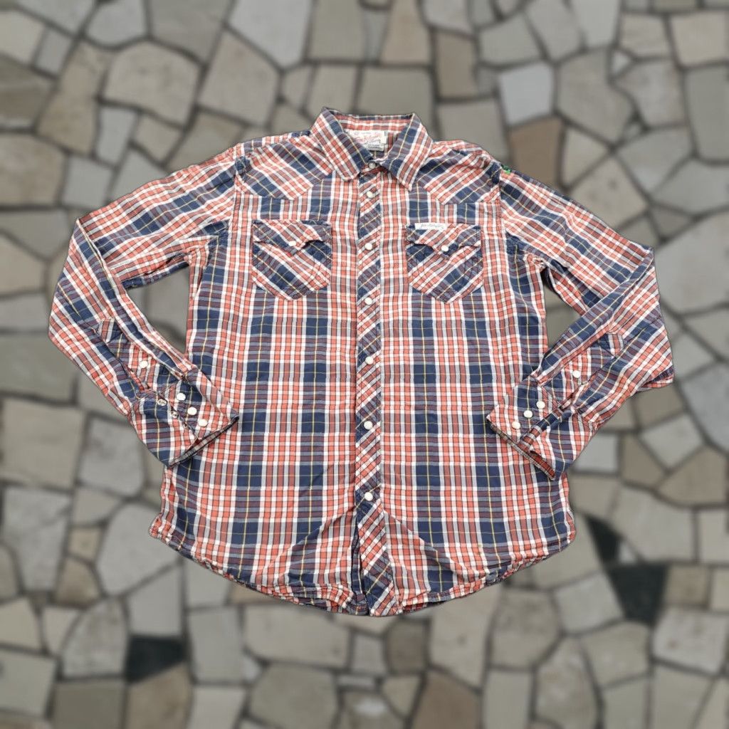 True Religion True Religion Shirt Adult Medium Orange Plaid Pearl Snap Western Cowboy Button-Up Mens Size US M / EU 48-50 / 2 - 1 Thumbnail