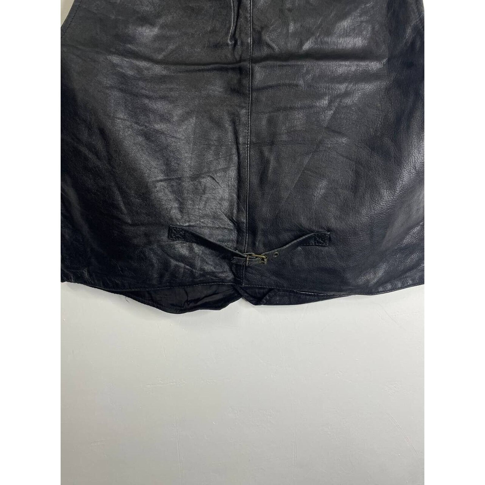Leather Vintage Linea Style Black Leather Vest Western Biker Style Size US XL / EU 56 / 4 - 6 Thumbnail
