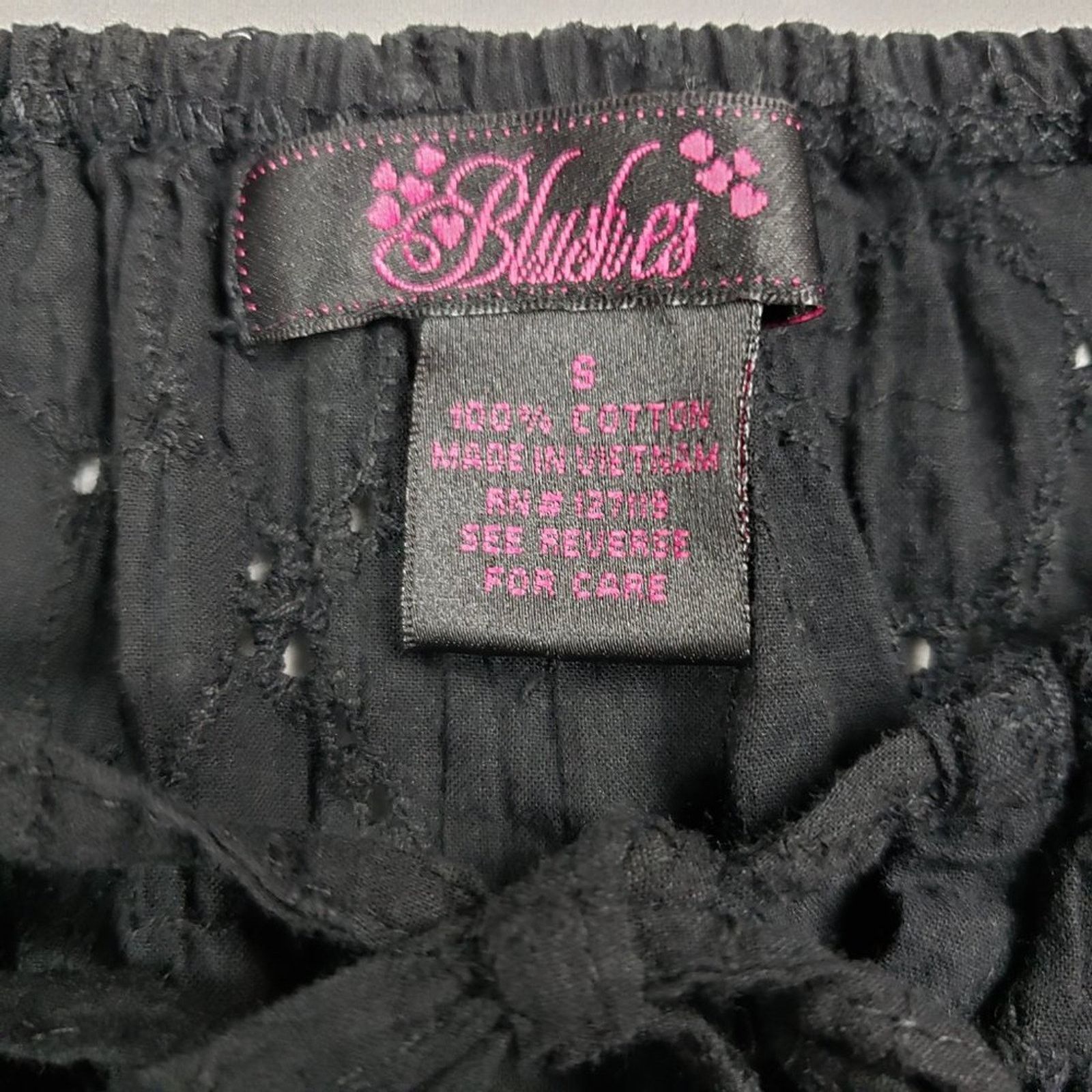 Other Blushes Half Sleeve Solid Black Eyelet Tunic Top Small Size S / US 4 / IT 40 - 5 Thumbnail
