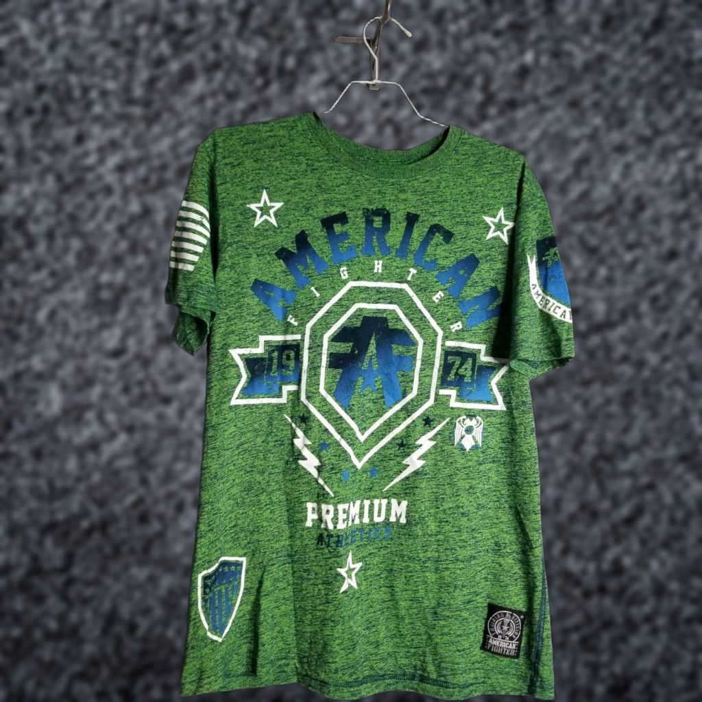Vintage American Fighter Shirt Adult S Green Buckle Premium Training Division Logo Graphic Print Mens Size US S / EU 44-46 / 1 - 1 Thumbnail