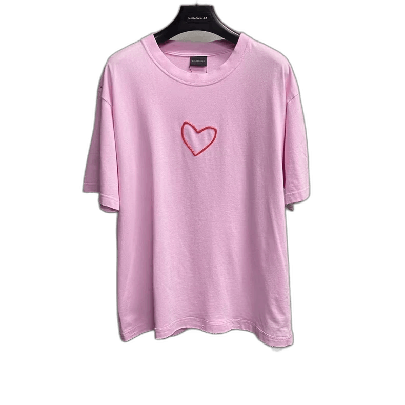 Balenciaga pink heart logo short sleeve t-shirt Size US S / EU 44-46 / 1 - 1 Thumbnail