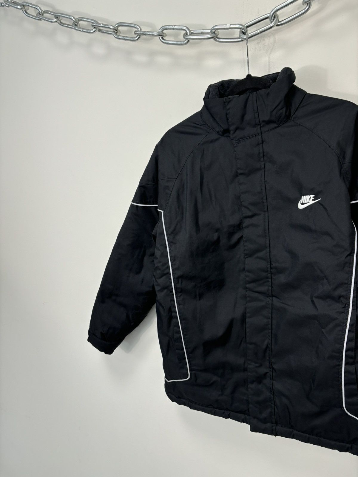 Nike Vintage Nike Big Swoosh Logo Black Hype Down Puffer Jacket Size US S / EU 44-46 / 1 - 6 Thumbnail