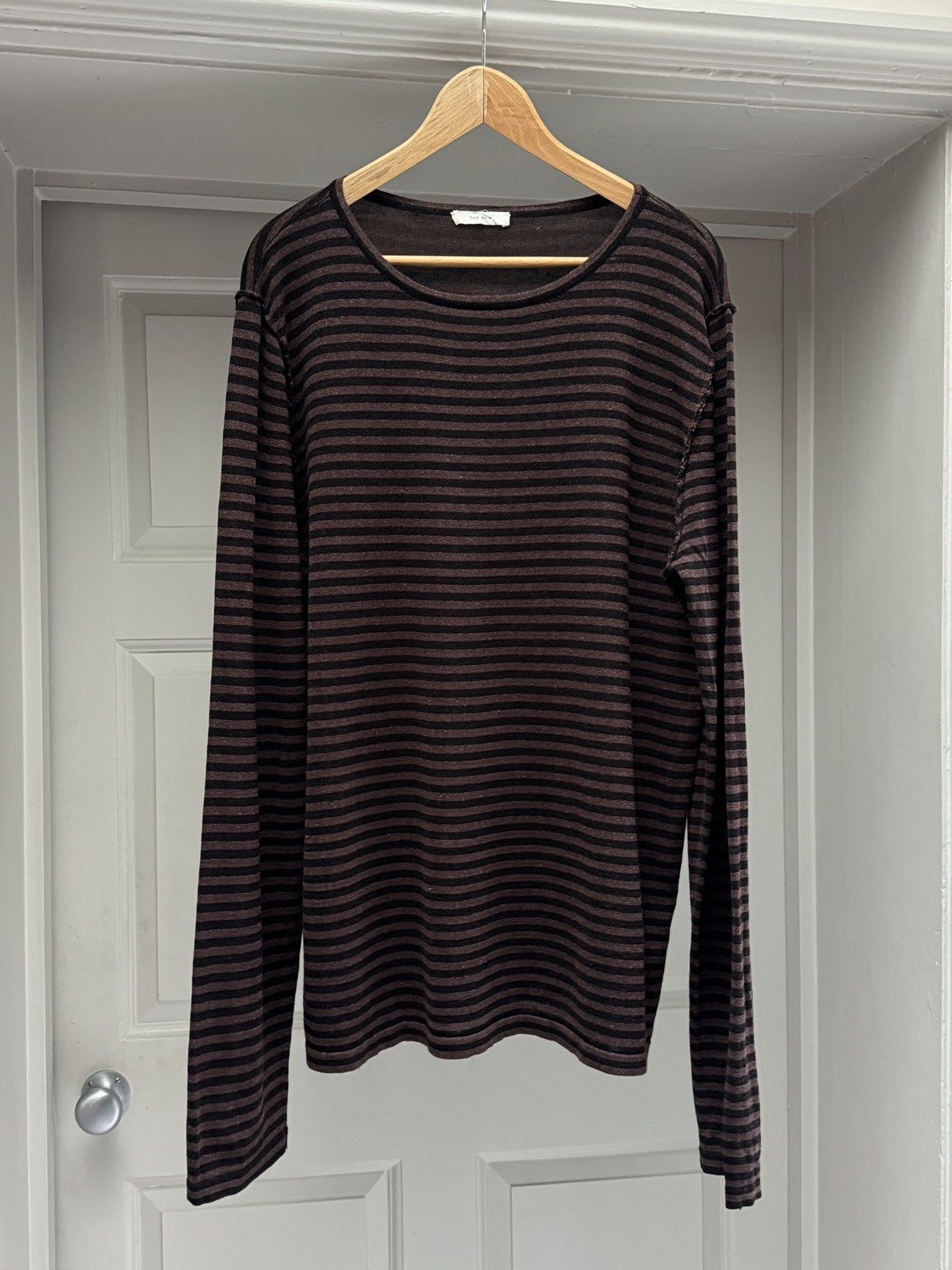 The Row The Row Lillard Striped Brown Black Lightweight Knit XL Size US XL / EU 56 / 4 - 5 Thumbnail