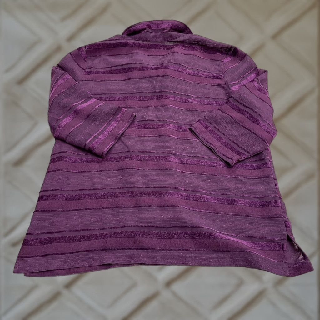 Vintage French Laundry Button Down Shirt Womens XL Purple Striped 3/4 Sleeve Blouse Work Size XL / US 12-14 / IT 48-50 - 1 Thumbnail