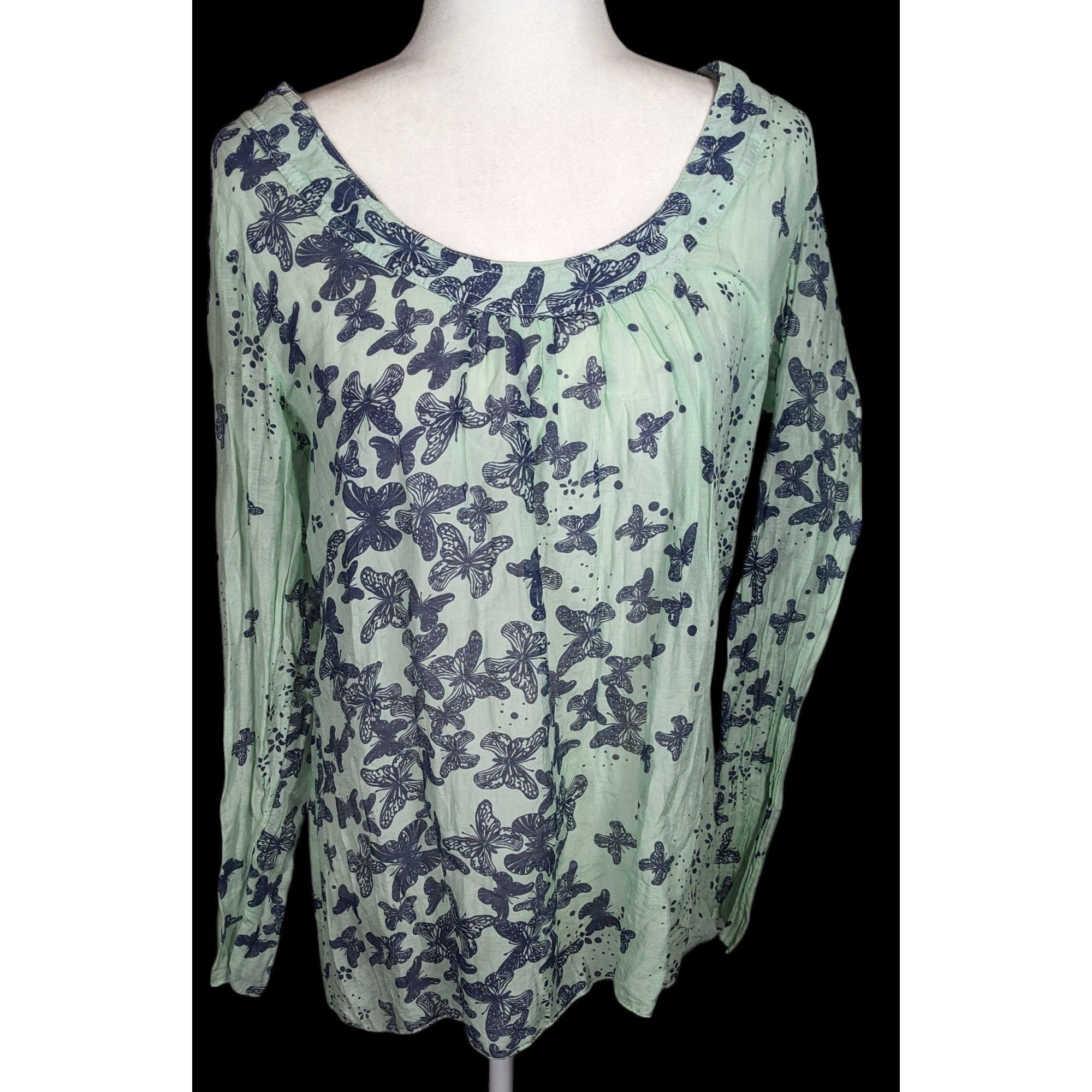 Other N & Willow Italy Bohemian Butterfly Blue And Green Top Size M / US 6-8 / IT 42-44 - 1 Thumbnail