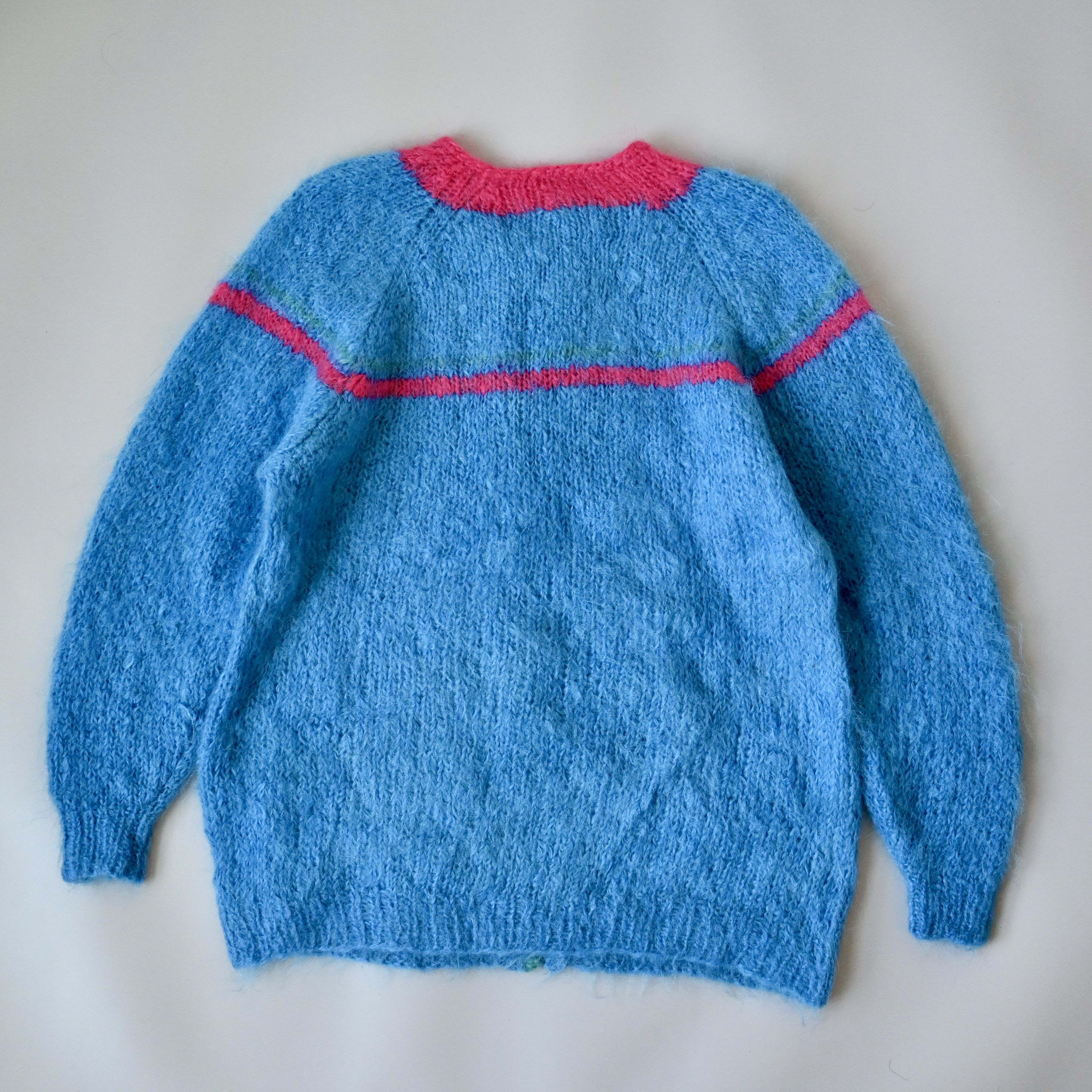 Handmade Vintage 1980 - 90s Mohair-mix knit cardigan, mens L Size XXL / US 16-18 / IT 52-54 - 4 Thumbnail