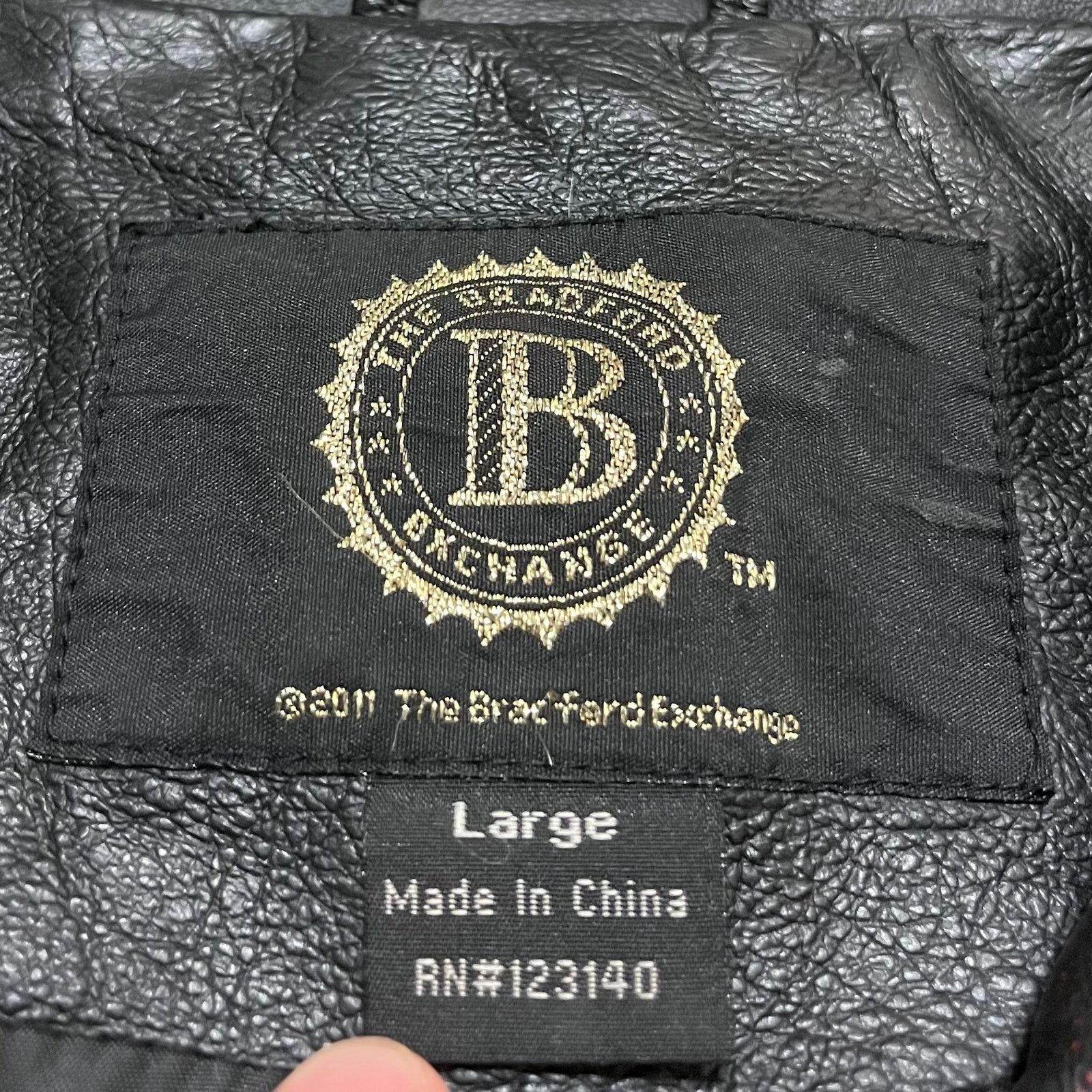 Other Bradford Exchange Eagle & USA Flag Black Leather Jacket L Size US L / EU 52-54 / 3 - 6 Thumbnail