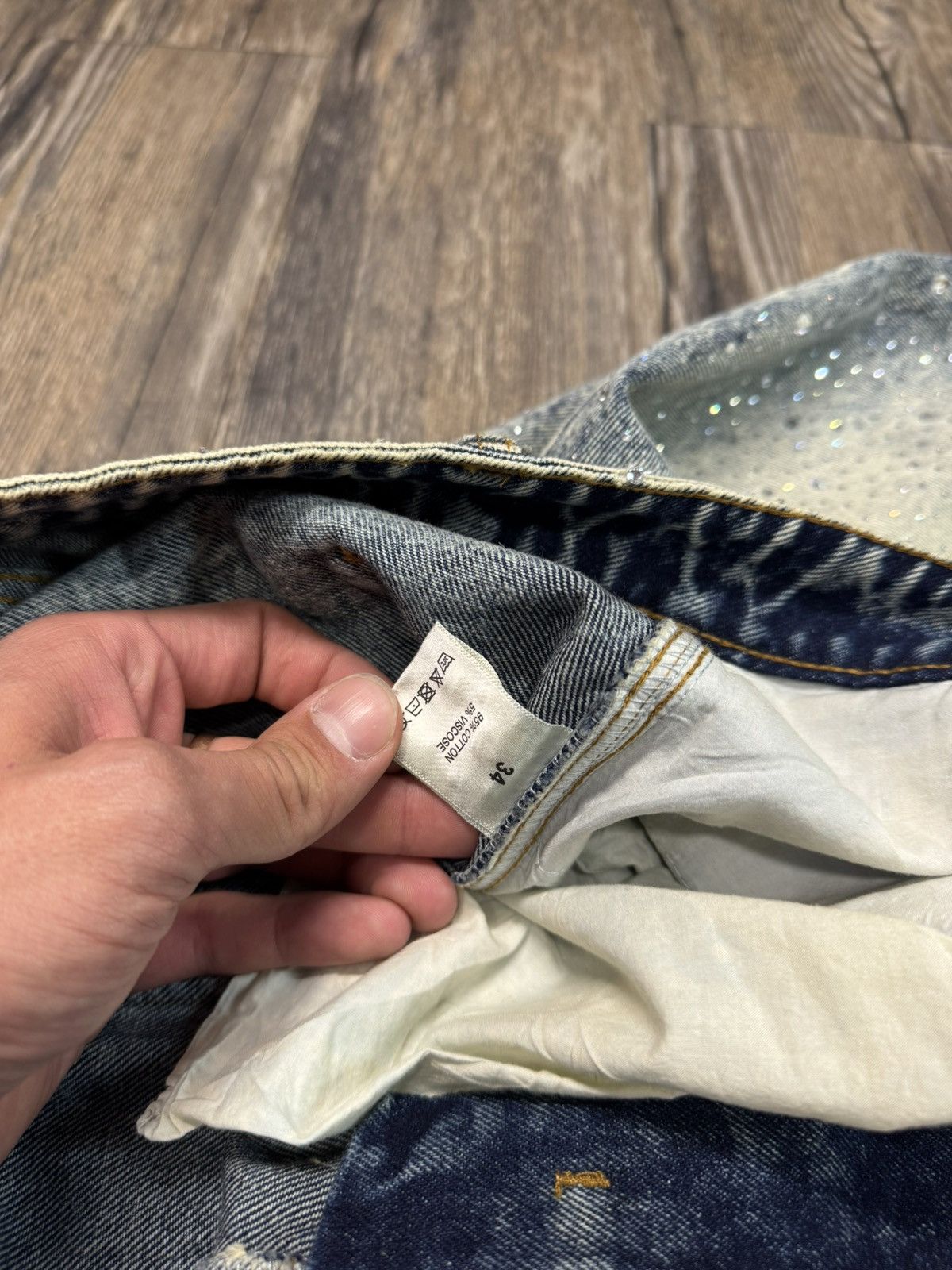 Vale Vale Rhinestone All Over Jeans Size US 34 / EU 50 - 5 Thumbnail