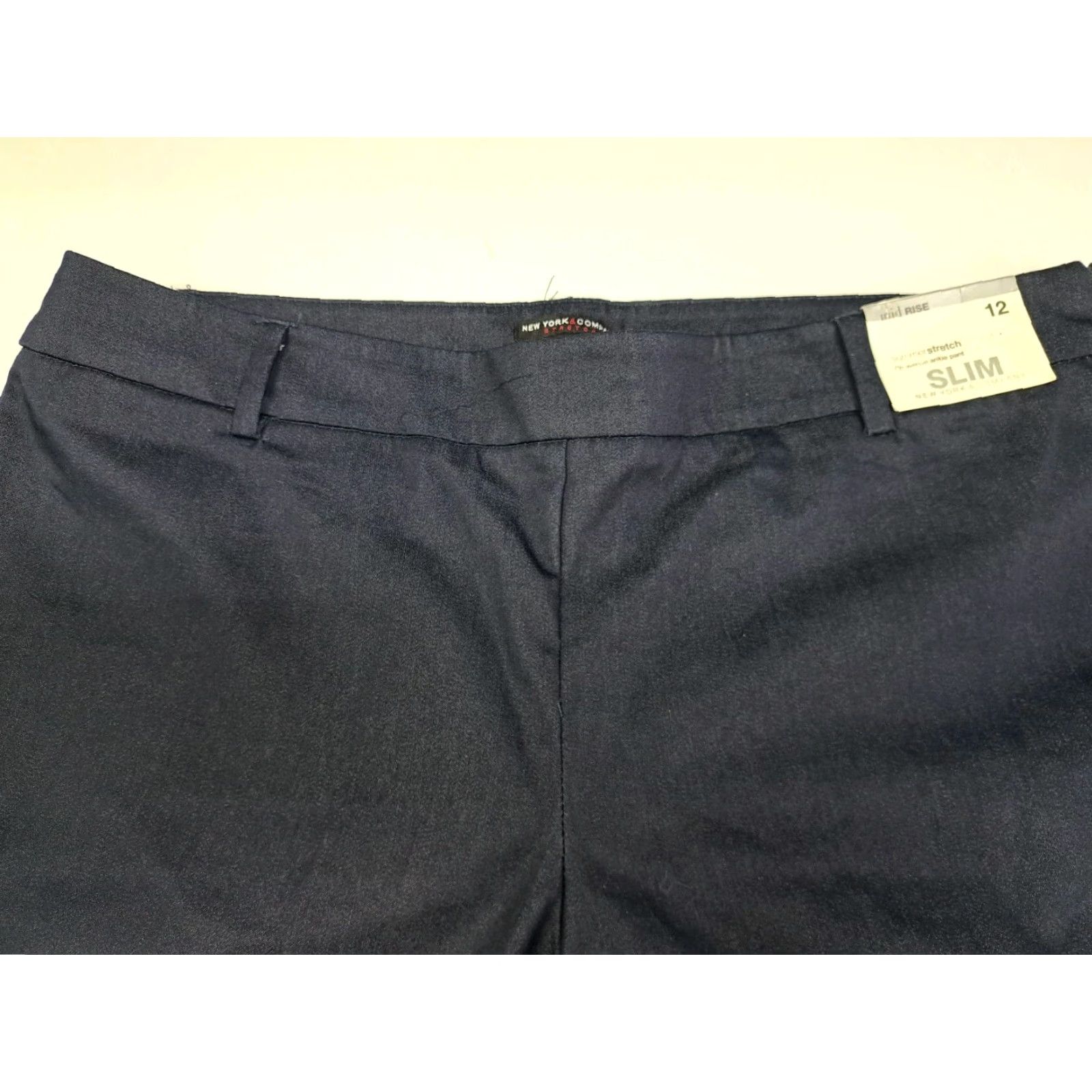 Vintage NWT New York & Co Womens Mid Rise Slim Ankle Pants Stretch Side Zip Blu 12 #6791 Size 34" / US 12 / IT 48 - 5 Thumbnail