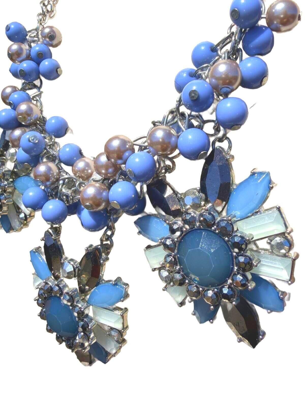 Other NY & Co Blue Floral Statement Necklace Beaded Vintage Y2K Size ONE SIZE - 3 Thumbnail