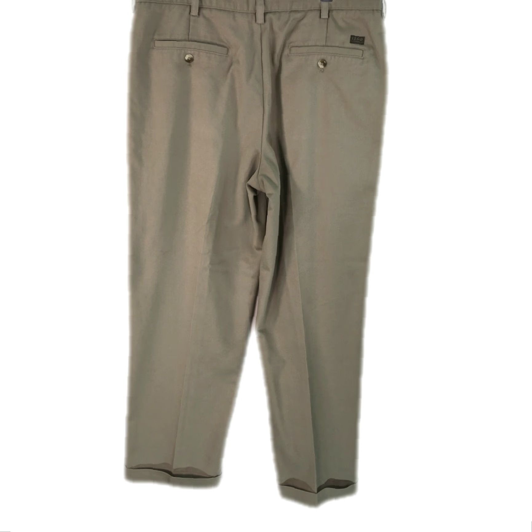 Izod Izod Mens Dress Pants Flat Front Straight Leg Khaki Beige 36X30 Casual Formal Mens Sized 36X30 Size US 36 / EU 52 - 2 Thumbnail