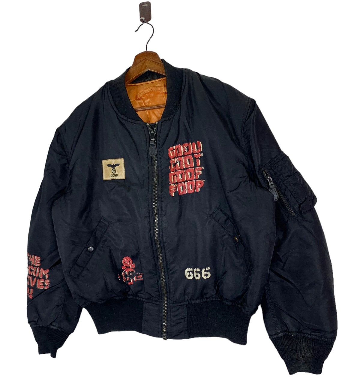 Hiroshi Fujiwara VINTAGE 90s THE SCUM LIVES ON ROCK BAND BOMBER ZIPPER JACKET Size US L / EU 52-54 / 3 - 2 Thumbnail