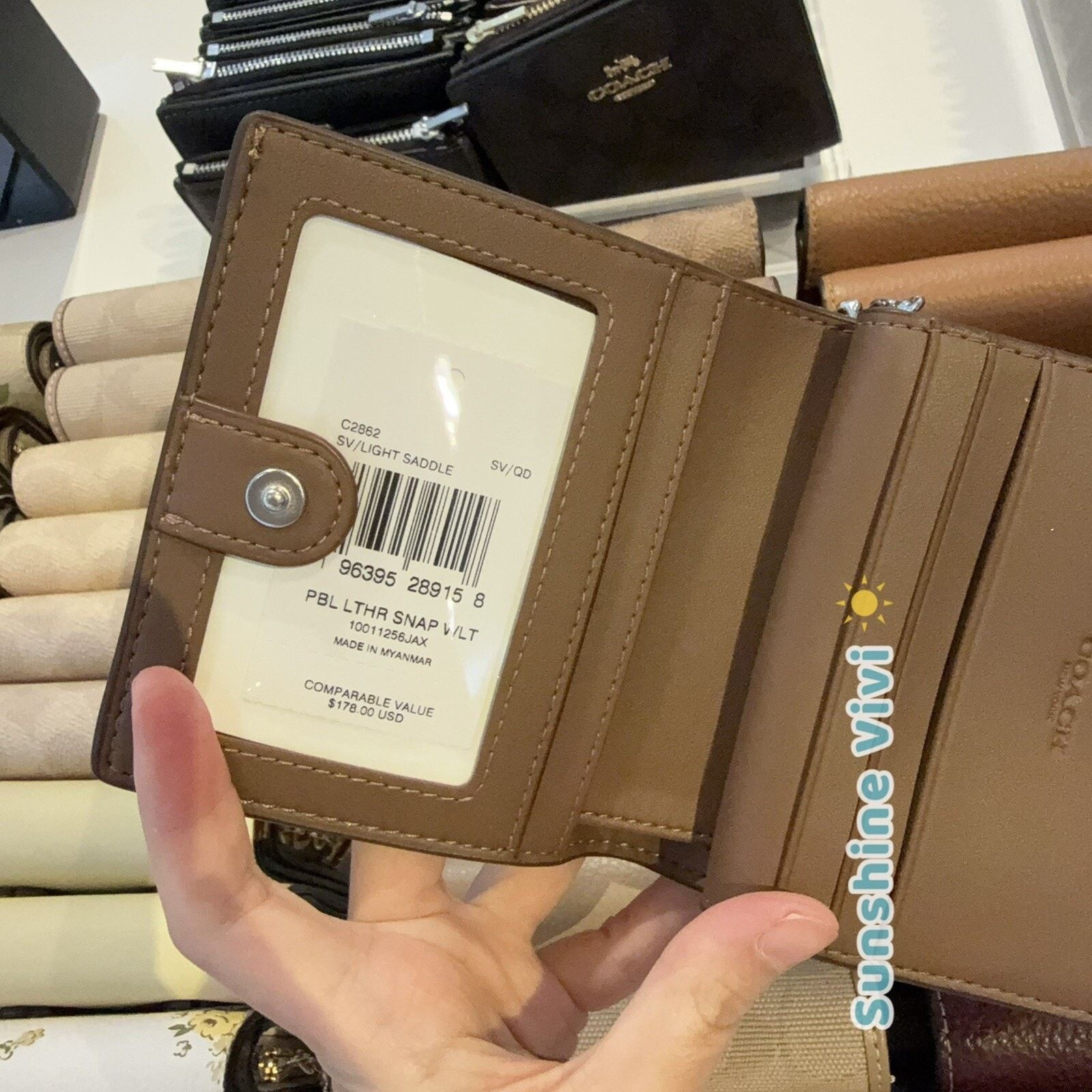 Coach NWT Coach C2862 Leather Snap Wallet Clutch Light Saddle Size ONE SIZE - 4 Thumbnail