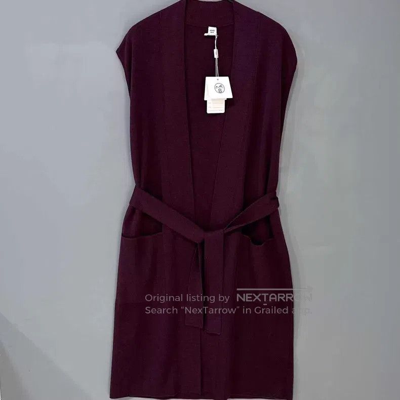 Hermes Hermes Burgundy Cashmere Sleeveless Open Cardigan Dress Size XXS / US 00 / IT 34 - 1 Thumbnail
