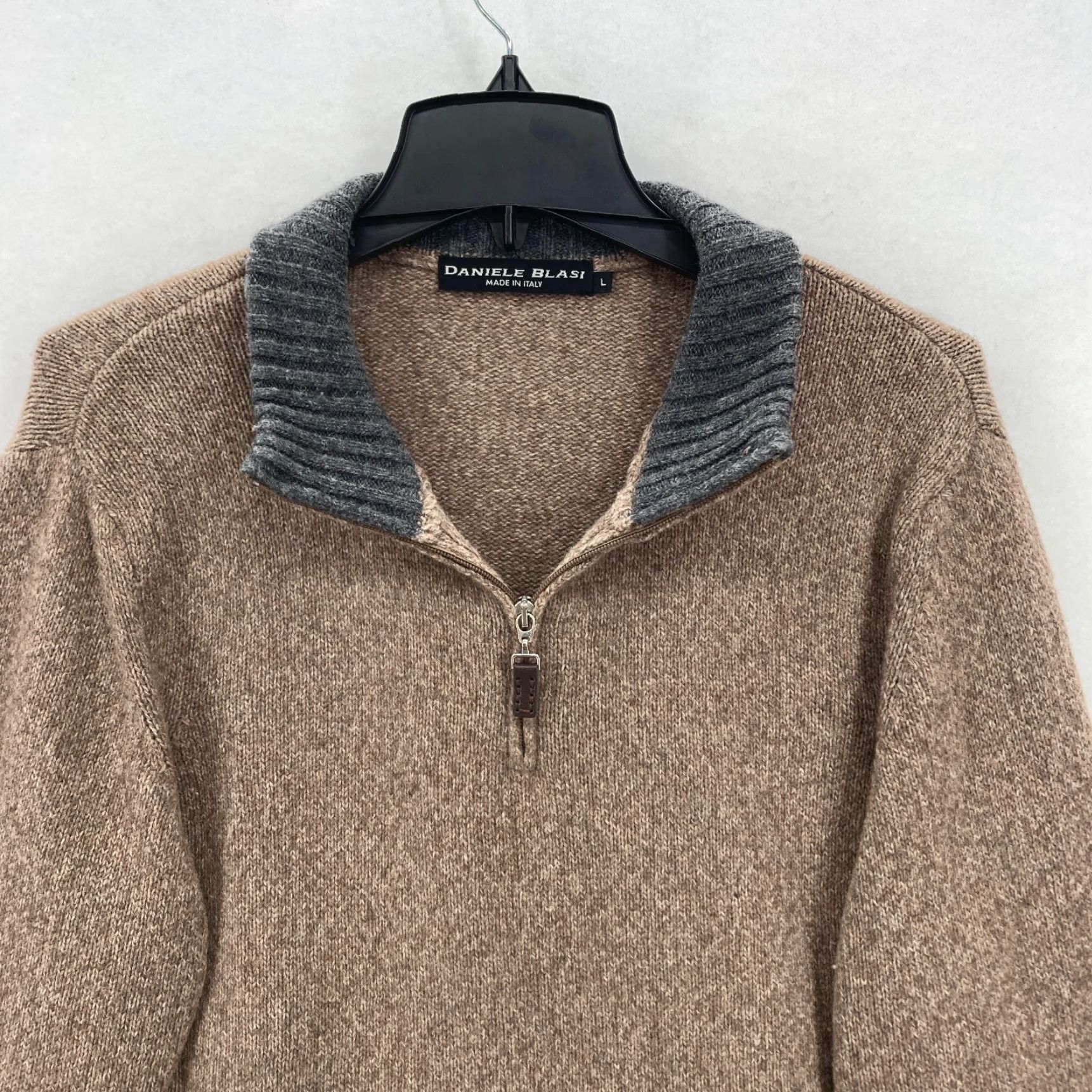 Vintage Daniele Blasi Sweater Mens Large Brown Wool Blend Quarter Zip Mock Neck Italy Size US L / EU 52-54 / 3 - 2 Thumbnail