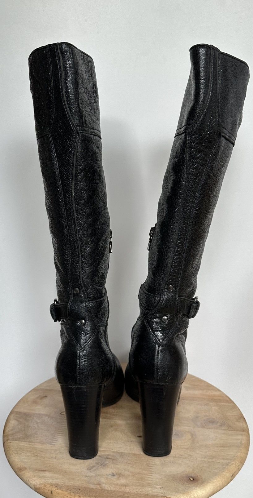 Prada Prada black glitter leather boots metal logo size EU 39 Size US 8 / IT 38 - 4 Thumbnail