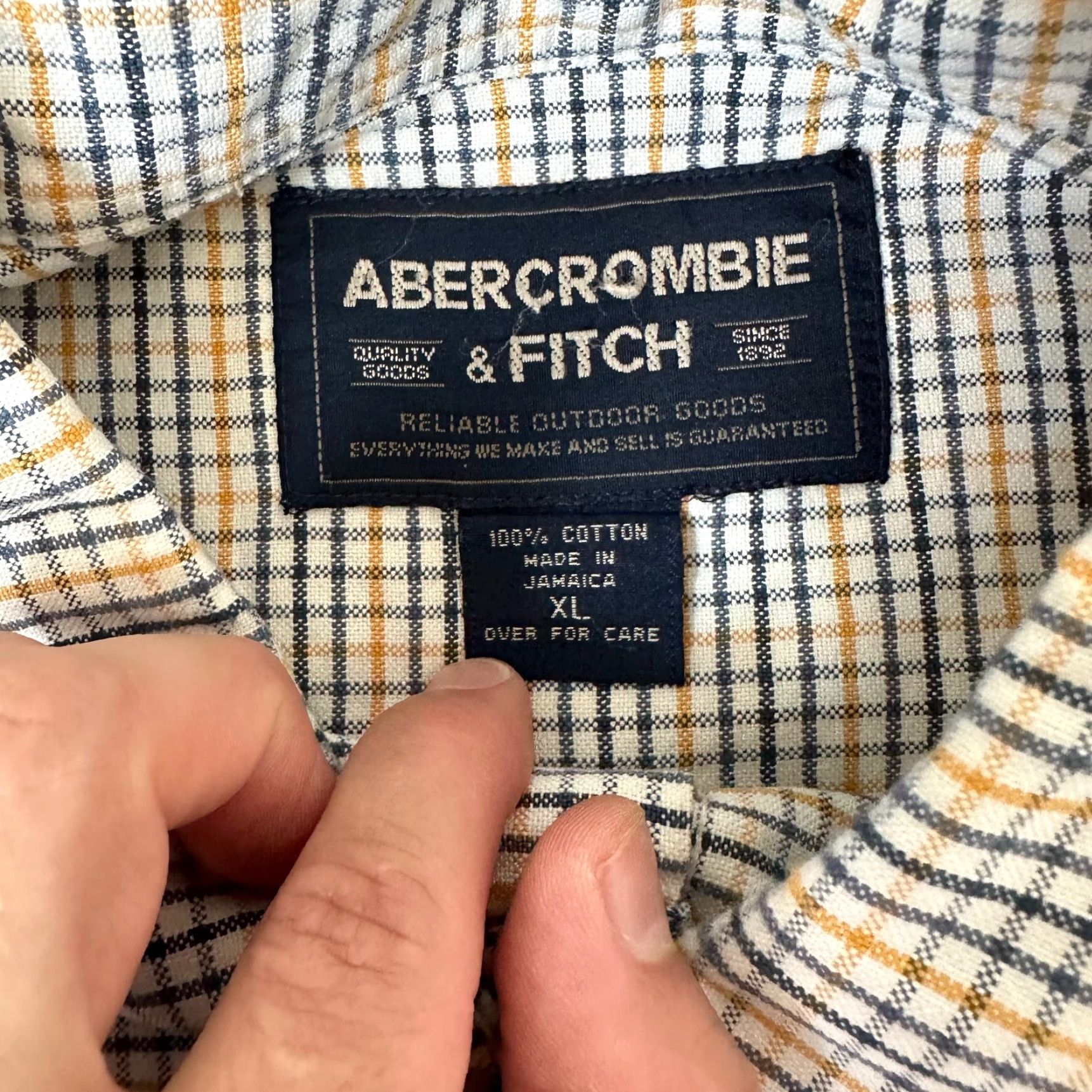 Abercrombie & Fitch VINTAGE Abercrombie & Fitch Shirt Mens XL White Twill Camp Check Button-Up Long Sleeve Collared Logo 90s Retro Preppy Casual Size US XL / EU 56 / 4 - 7 Thumbnail