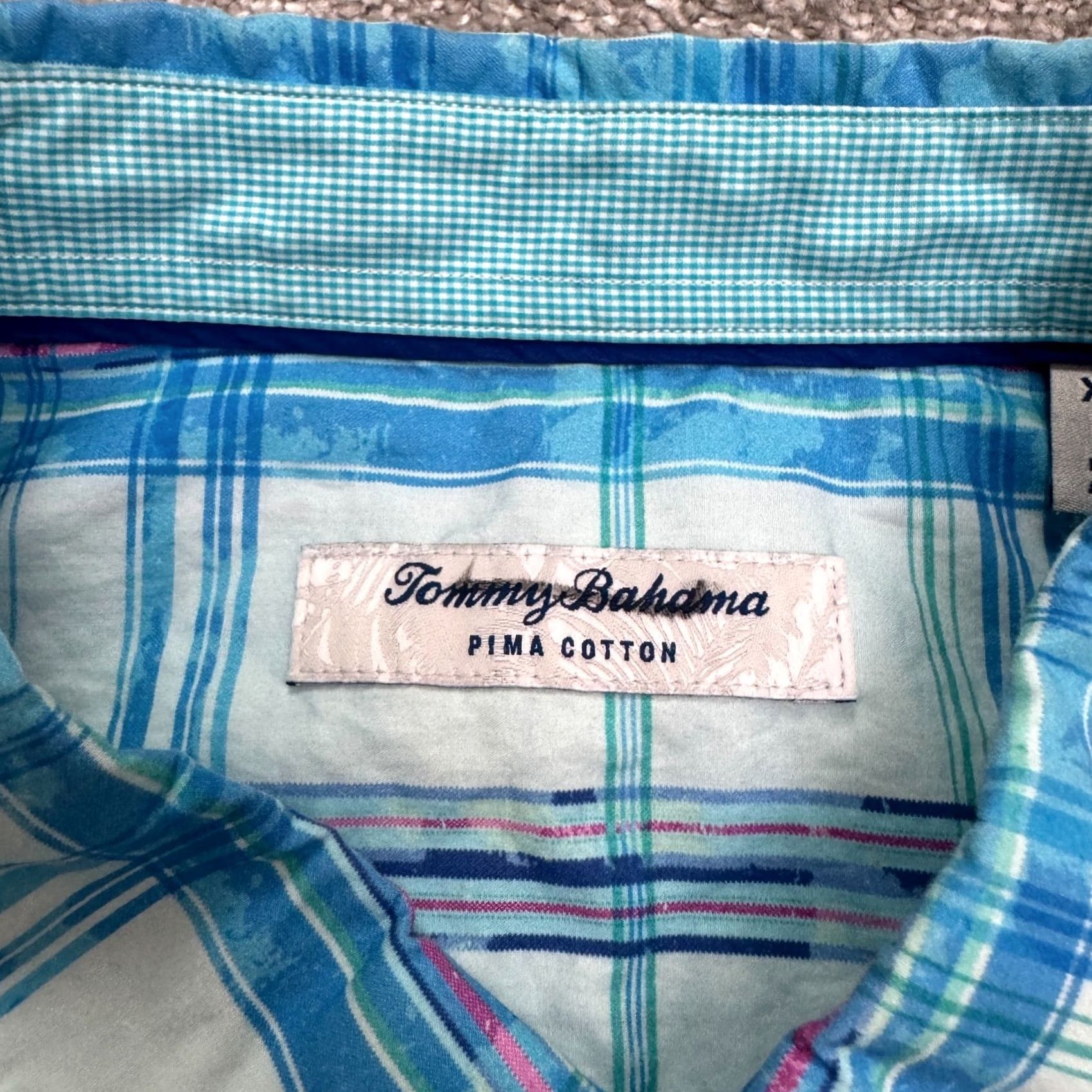 Tommy Bahama Tommy Bahama Button-Down Shirt Mens XL Blue Plaid Long Sleeve Cotton Pima Button-Up Casual Classic Outdoor Preppy Western Not Vintage Size US XL / EU 56 / 4 - 6 Thumbnail