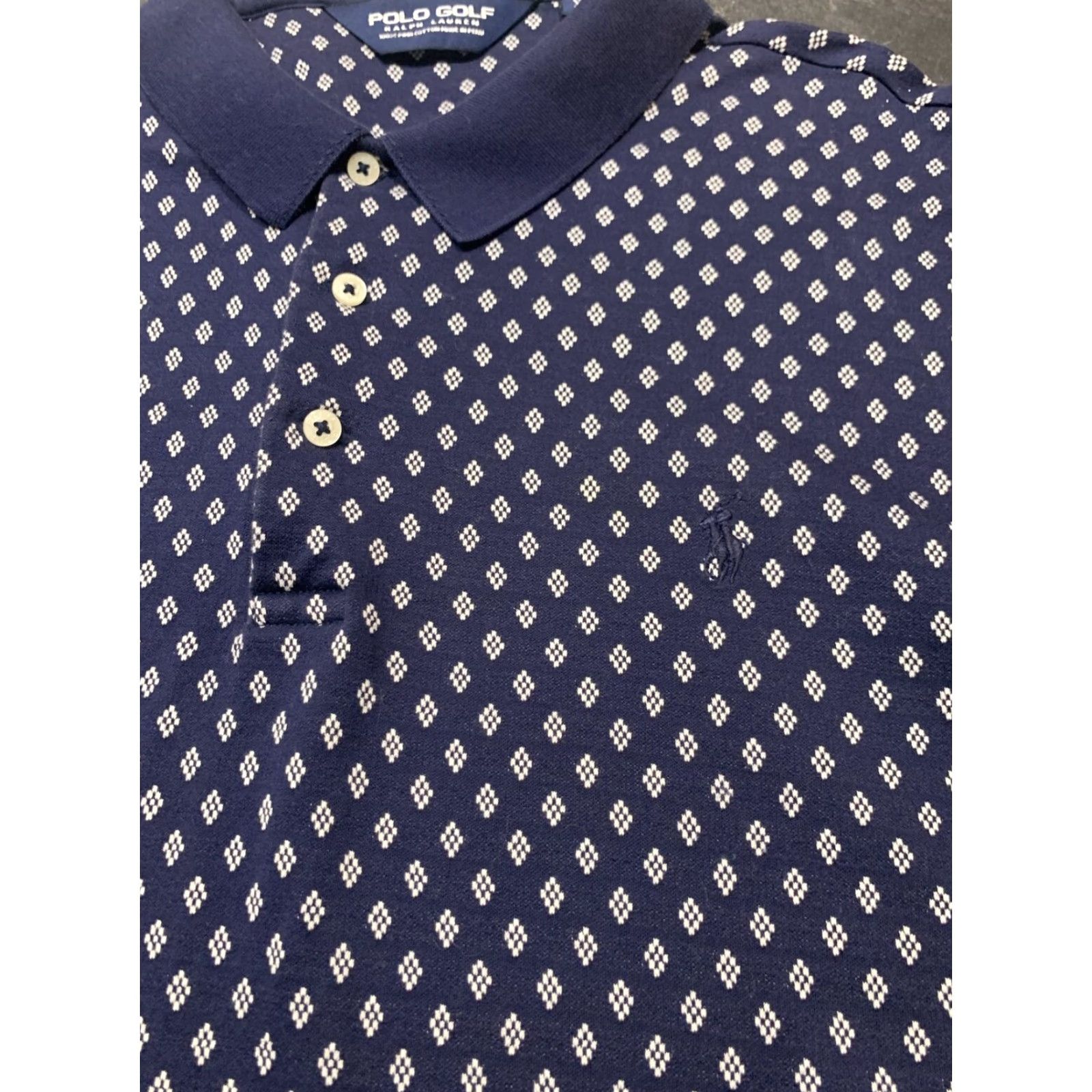 Polo Ralph Lauren VINTAGE Polo Golf Ralph Lauren XL Polo Shirt Blue White Geometric 90s Mens Size US XL / EU 56 / 4 - 5 Thumbnail