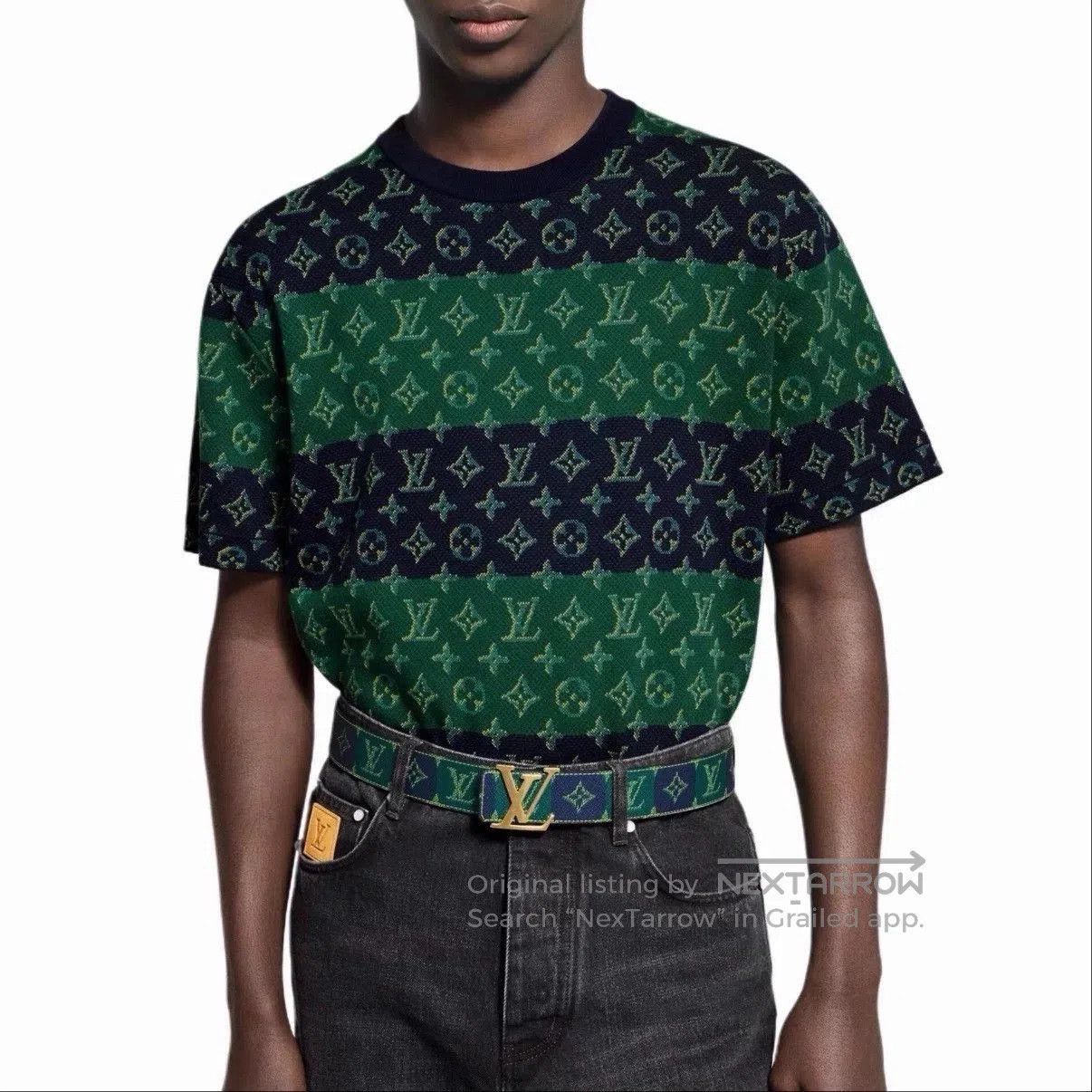 Louis Vuitton Green Striped Pattern Short Sleeve Shirt. Size US XL / EU 56 / 4 - 4 Thumbnail