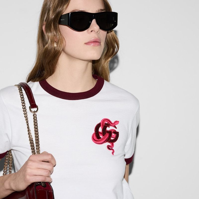 Gucci o1la5ras0526 Cotton Jersey Short-Sleeve T-Shirt in White Size XS / US 0-2 / IT 36-38 - 4 Thumbnail