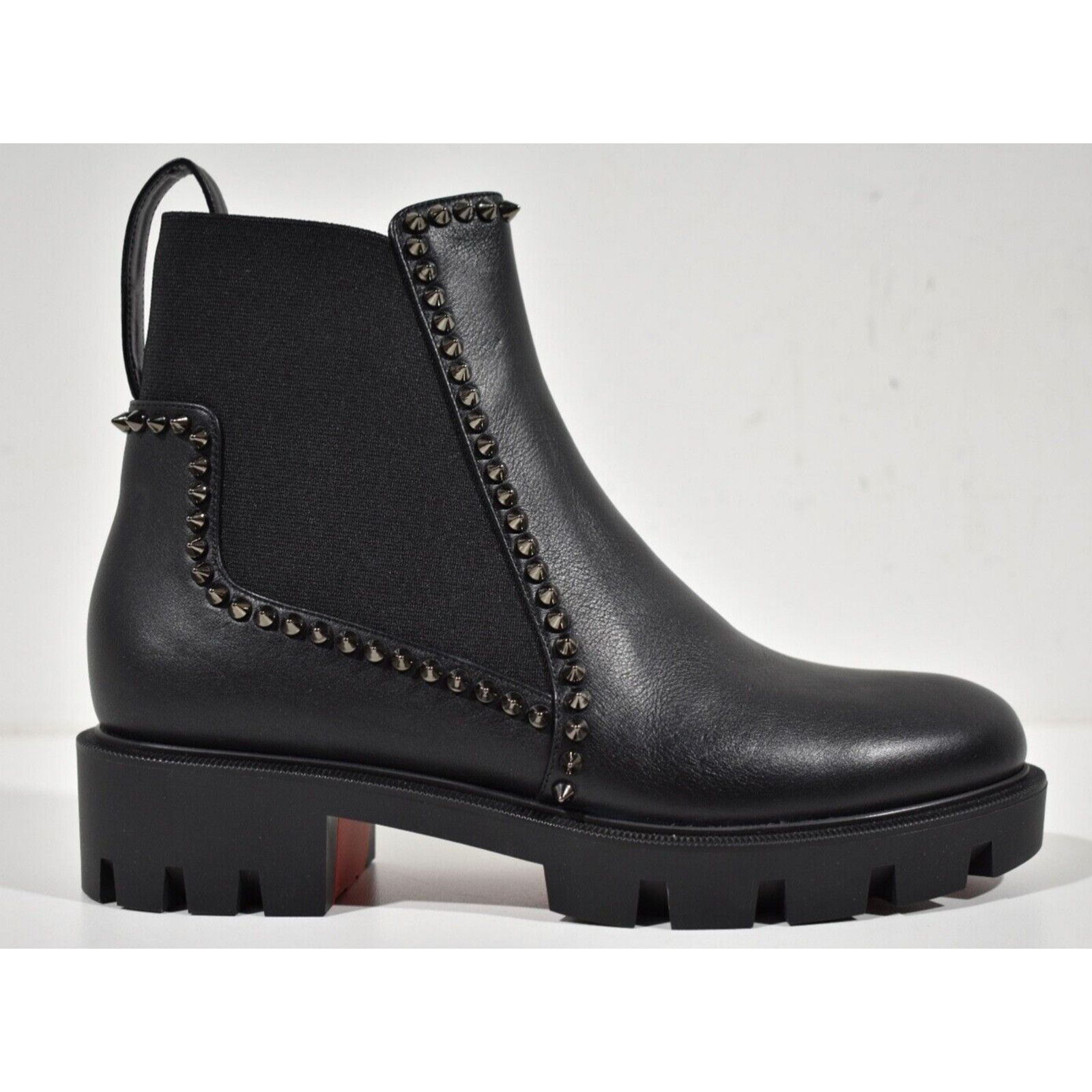 Christian Louboutin Christian Louboutin Out Lina Spike Lug Flat Black Calf Size US 7.5 / IT 37.5 - 2 Thumbnail