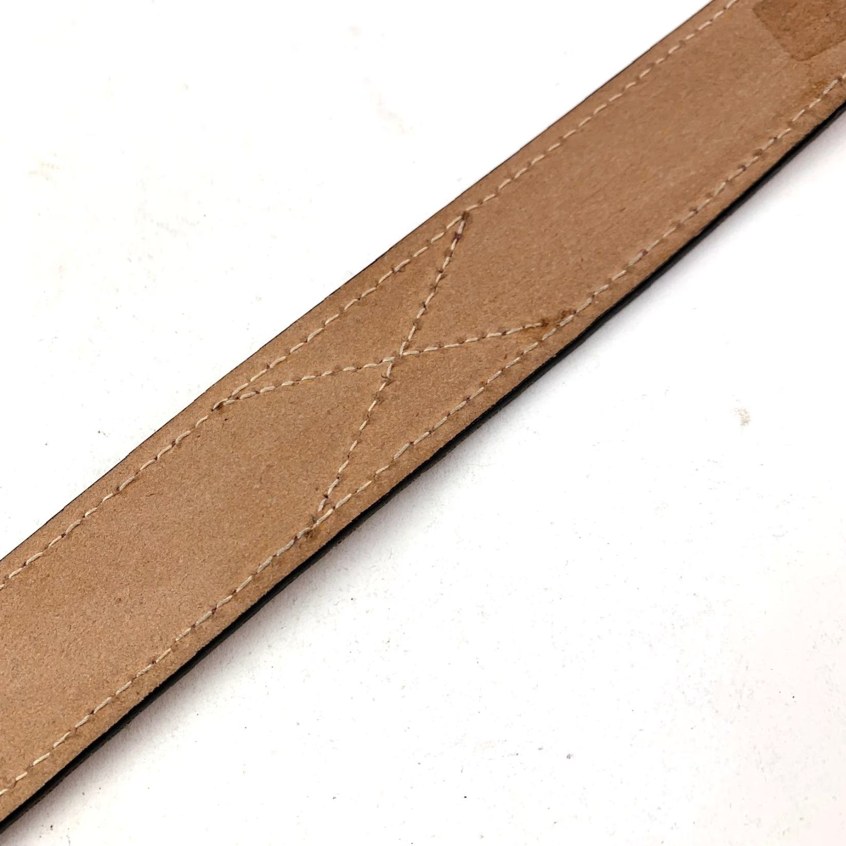 Vintage VINTAGE Potter's Dry Goods Men's Tan Leather Belt 1.5" Buckle Size 36 Cowhide Leather Belt Gold Buckle Mens Size 36 - 7 Thumbnail