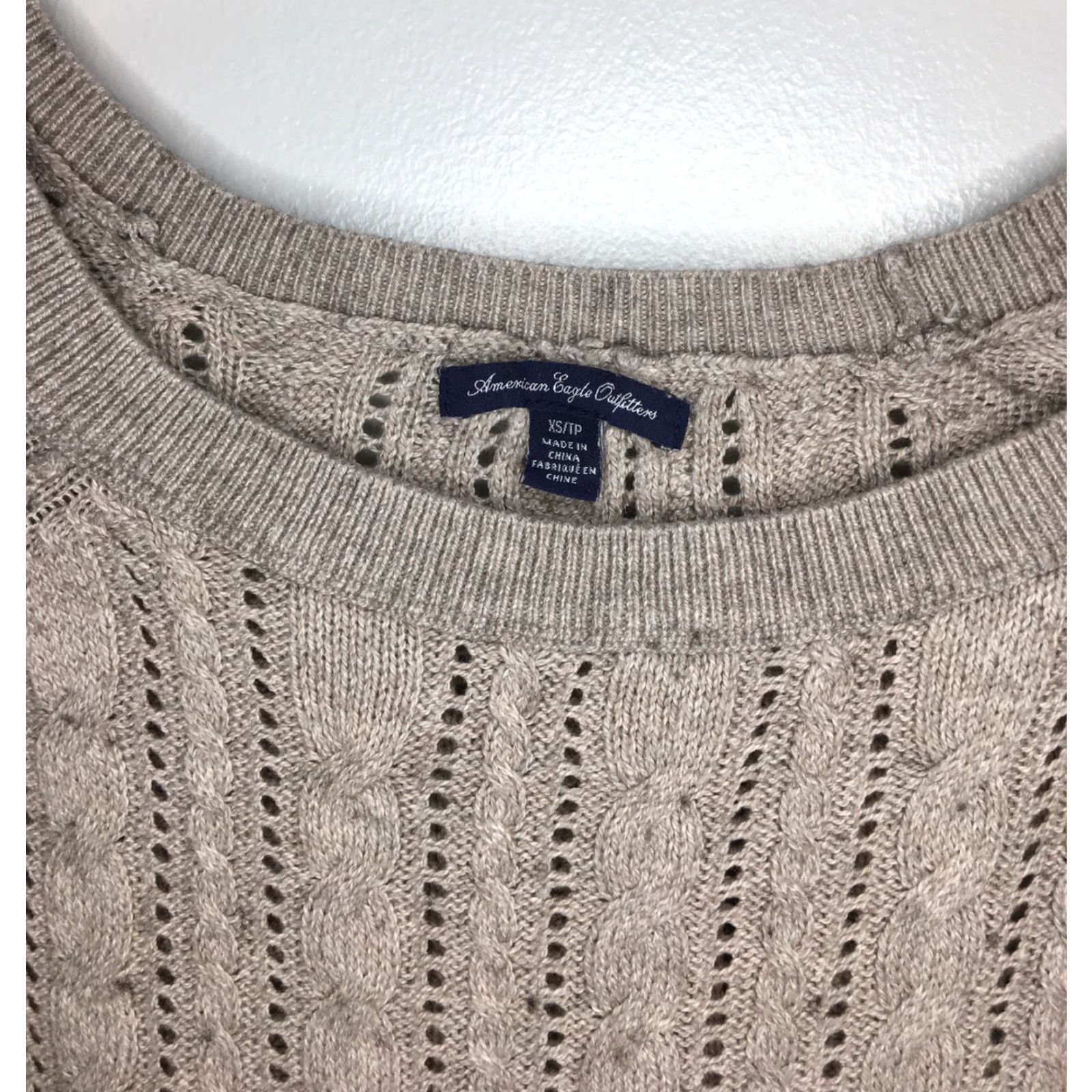 American Eagle Outfitters American Eagle Outfitters Women's Brown Cable-Knit Sweater Size XS Pullover Knit Round Neck 3/4 Sleeve Casual Vintage: No Size XS / US 0-2 / IT 36-38 - 3 Thumbnail