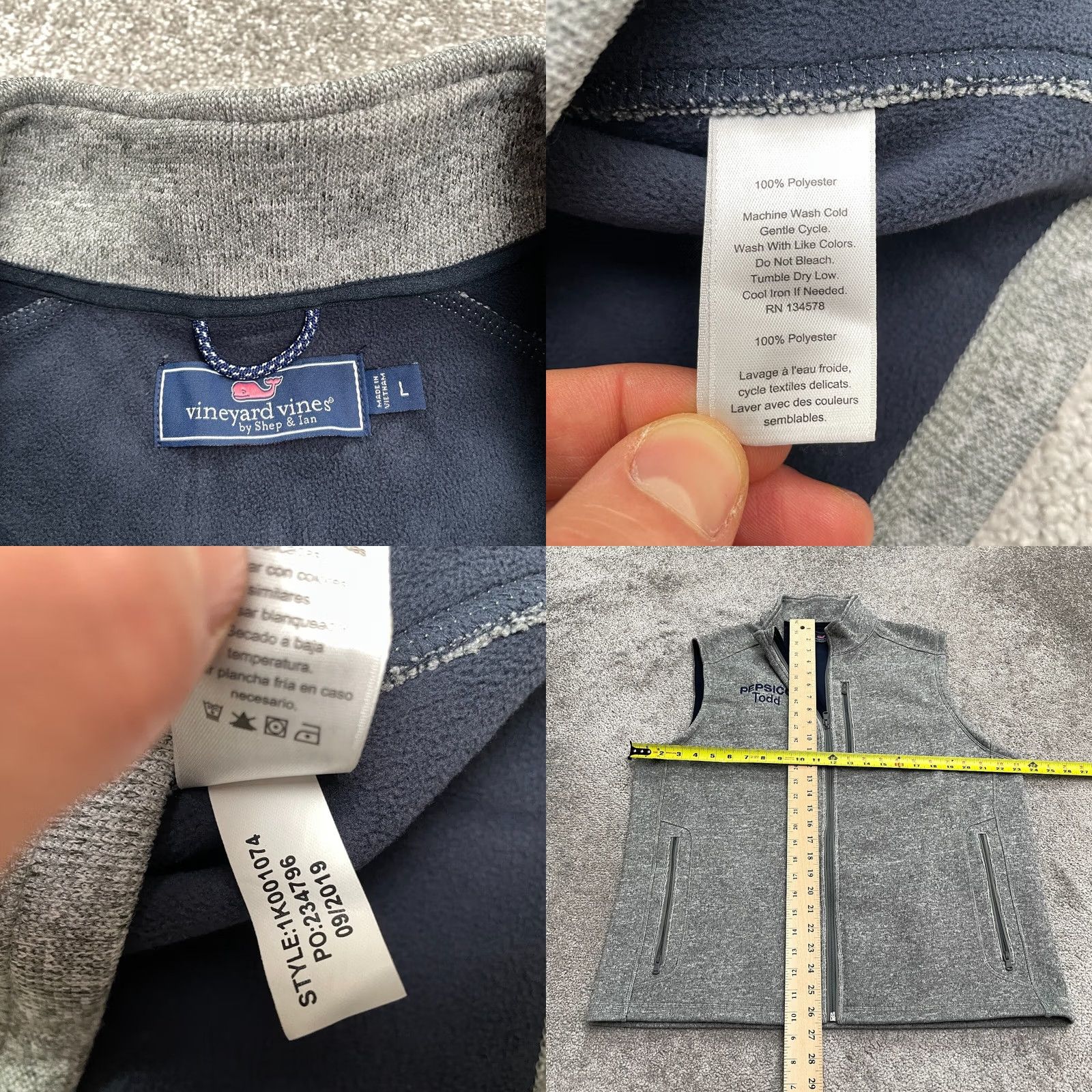 Vineyard Vines Vineyard Vines Gray Harbor Mountain Fleece Vest Large Mens Stand-Up Collar Full Zip Pockets Outdoor Outdoorwear Casual Travel Size US L / EU 52-54 / 3 - 8 Thumbnail