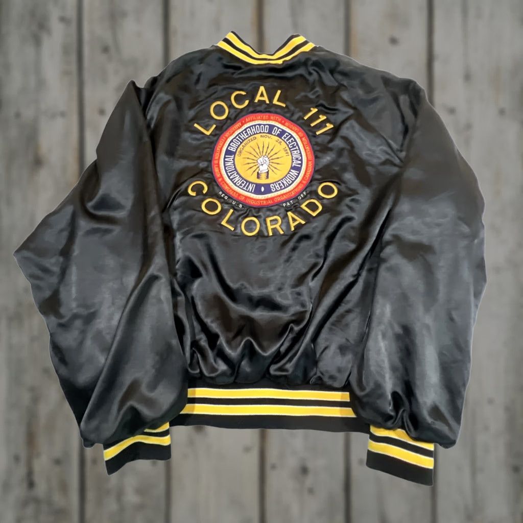 Vintage VINTAGE IBEW Jacket XL Local 111 US Black satin King Louie gold striped Local 111 Mens Womens Boys Girls Size US XL / EU 56 / 4 - 1 Thumbnail